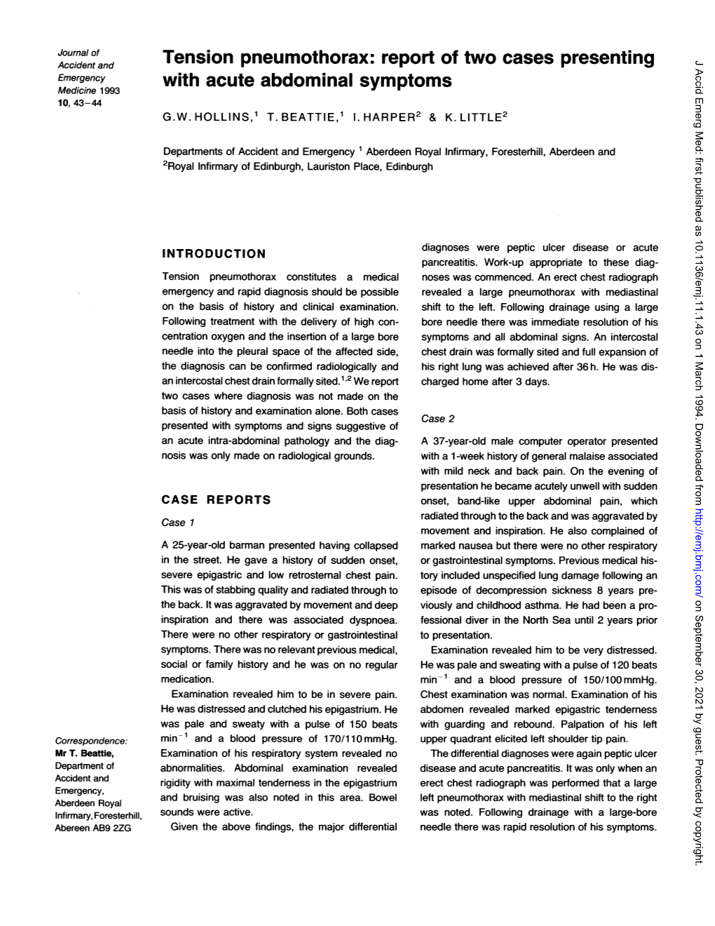 Report of Two Cases Presenting with Acute Abdominal Symptoms