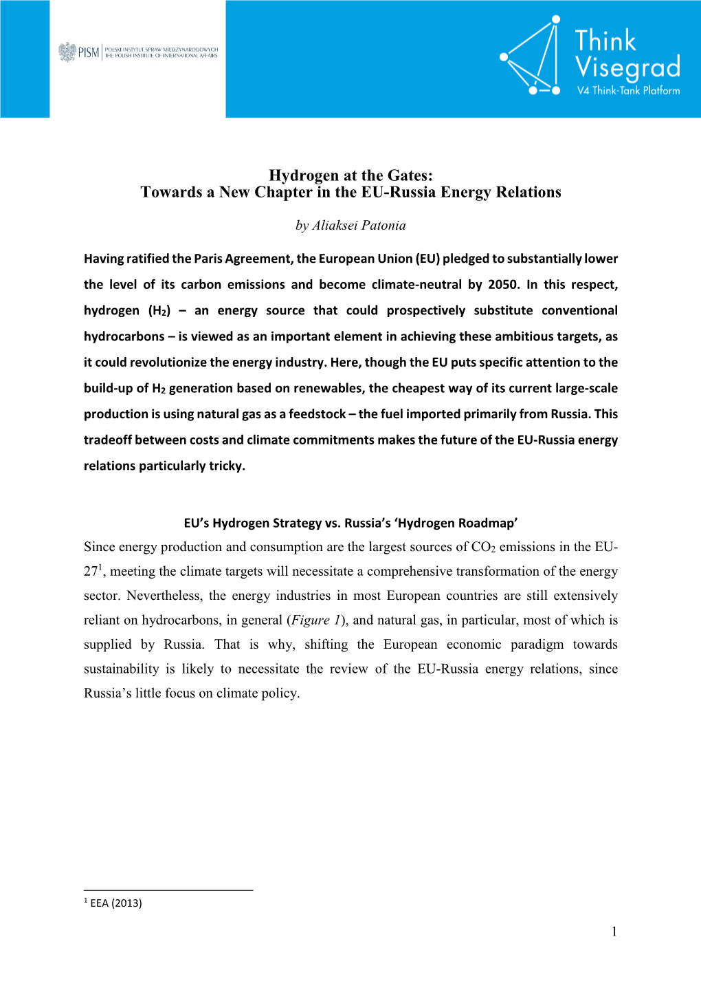 Hydrogen at the Gates: Towards a New Chapter in the EU-Russia Energy Relations