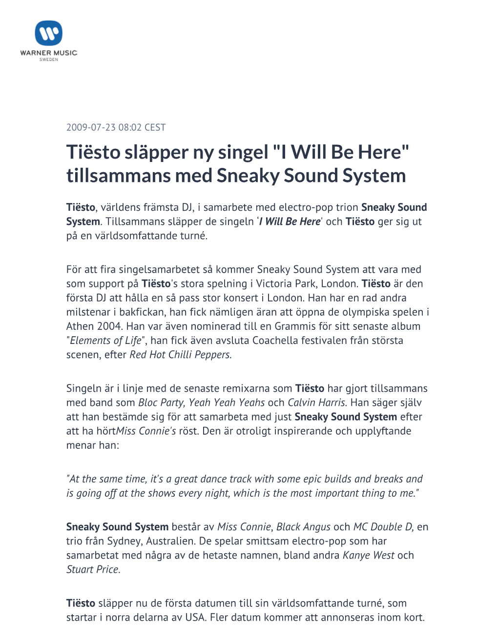 Tillsammans Med Sneaky Sound System