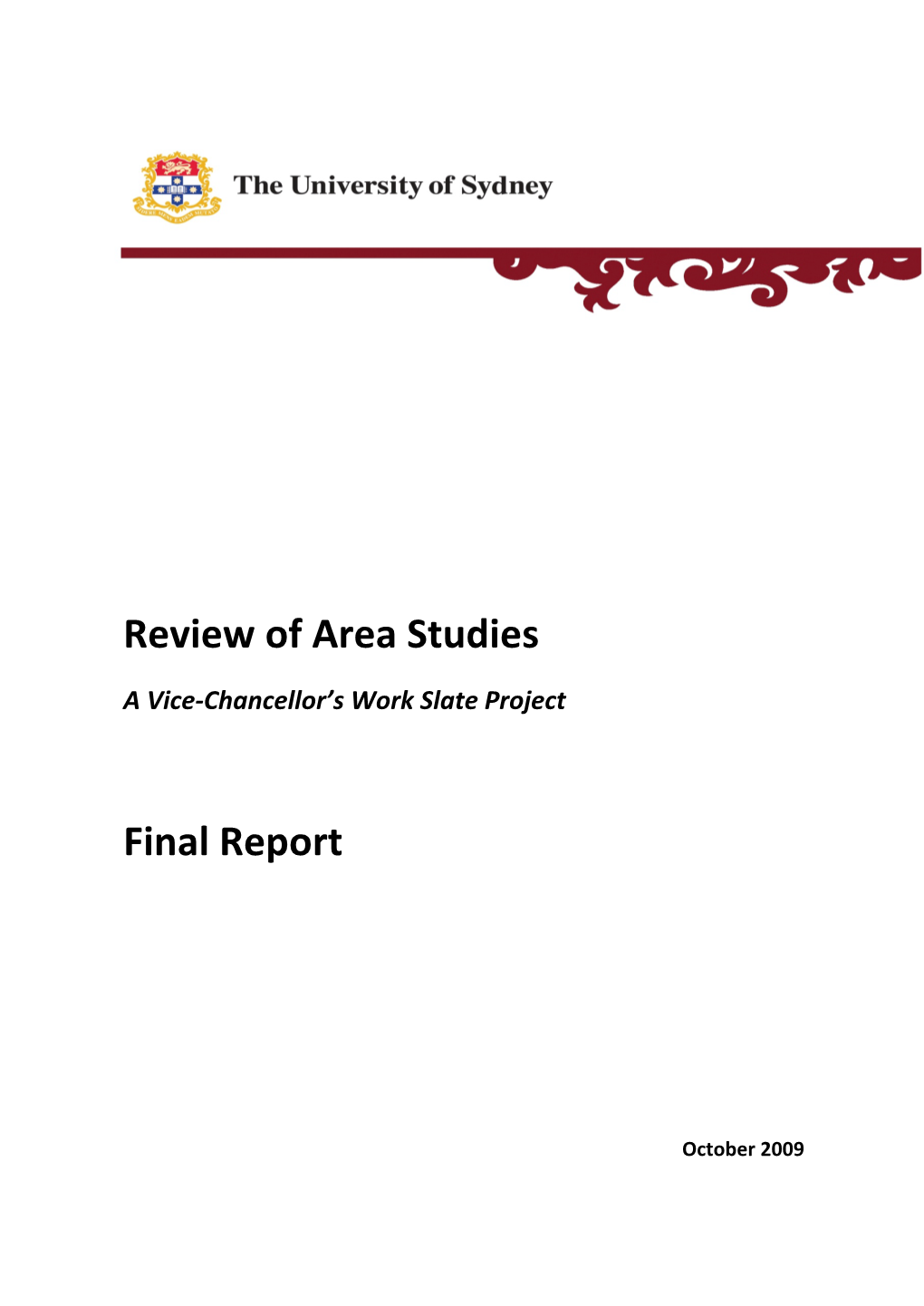 Review of Area Studies Final Report