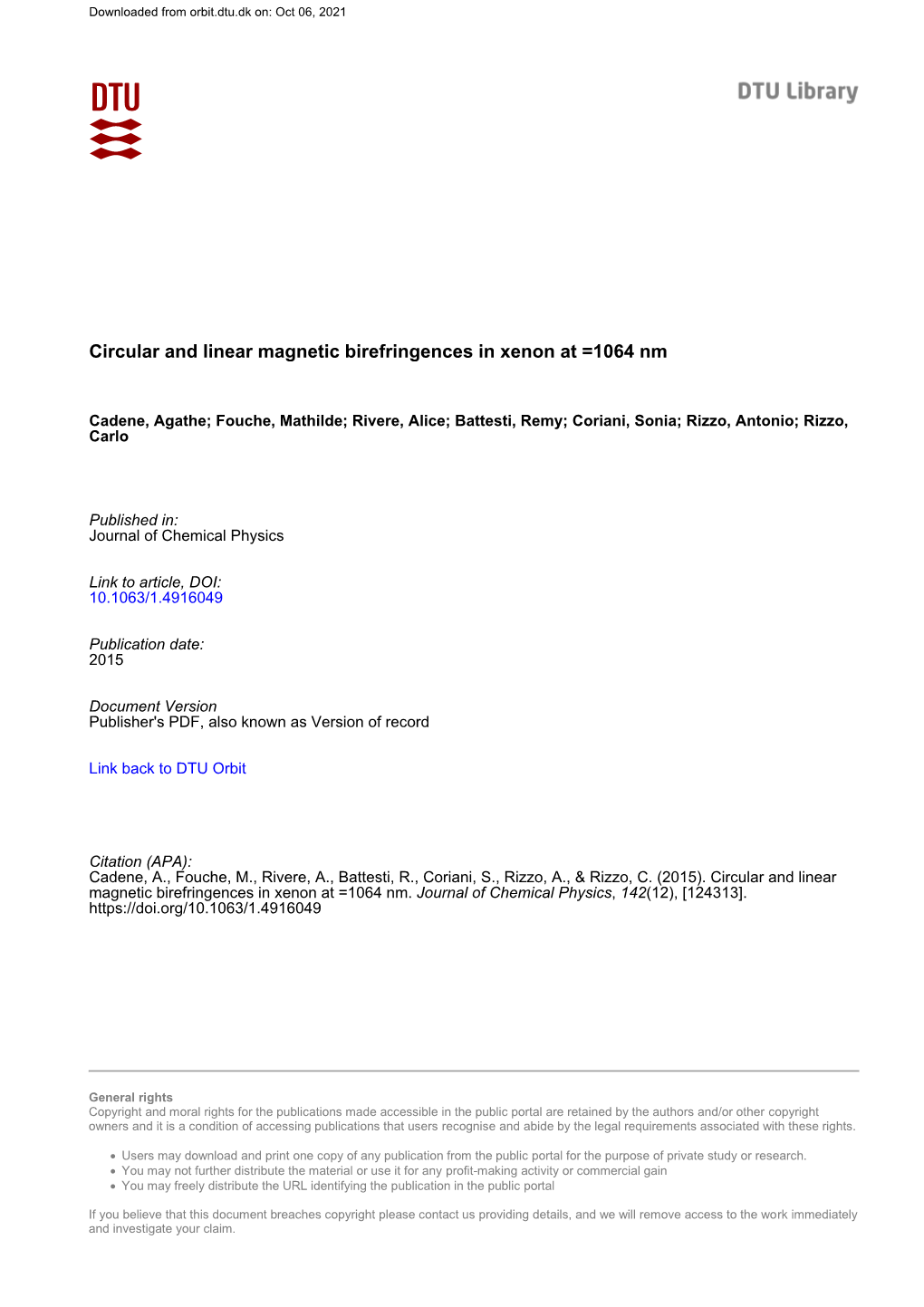 Circular and Linear Magnetic Birefringences in Xenon at =1064 Nm