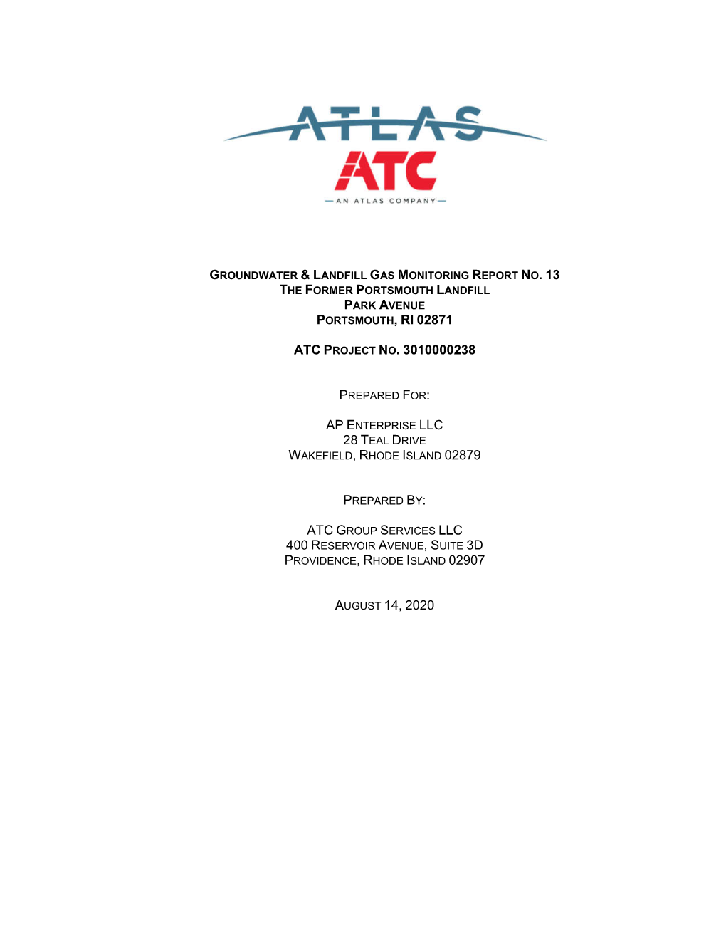 Portsmouth, Ri 02871 Atc Project No. 3010000238 28 Teal Drive August 14, 2020