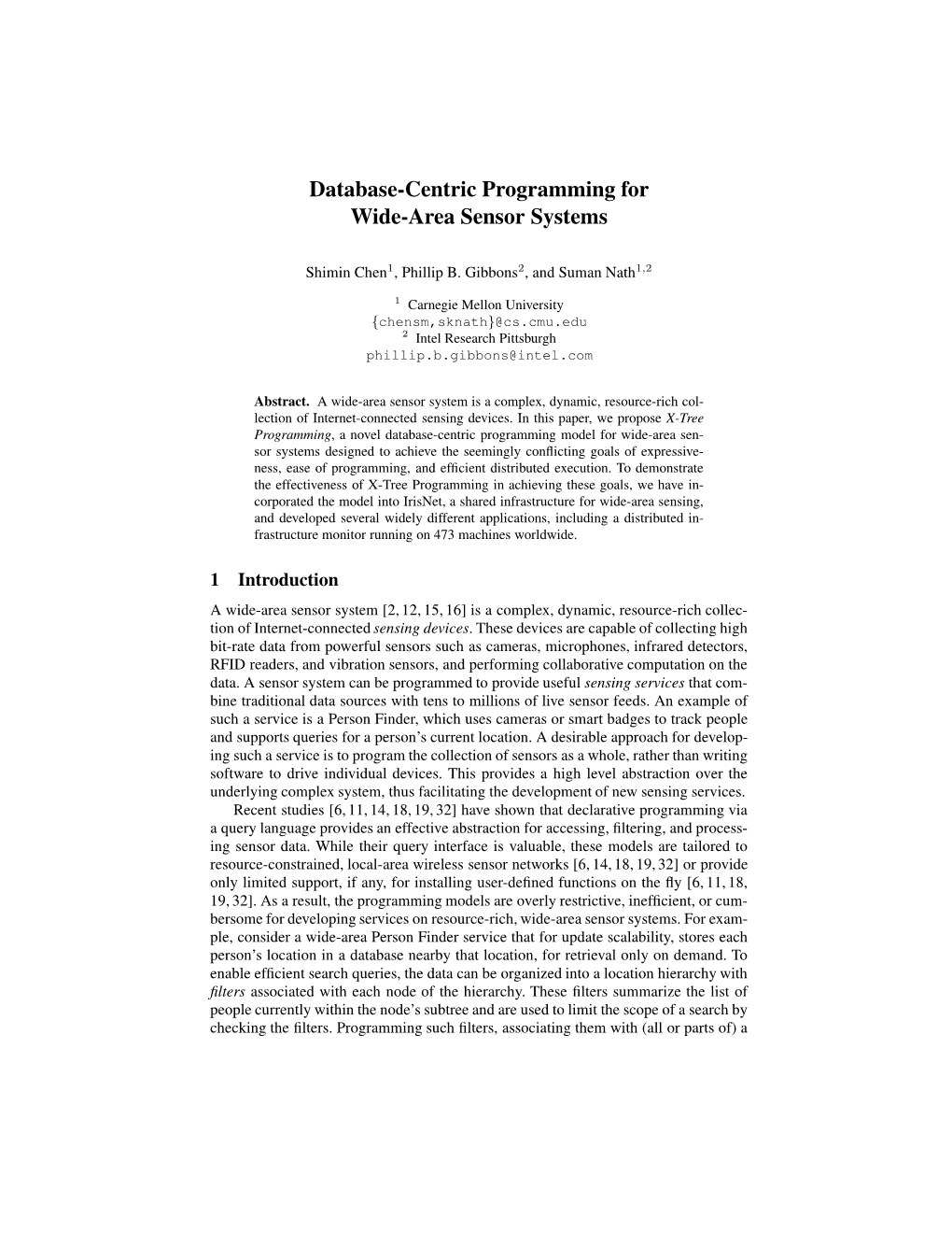 Database-Centric Programming for Wide-Area Sensor Systems