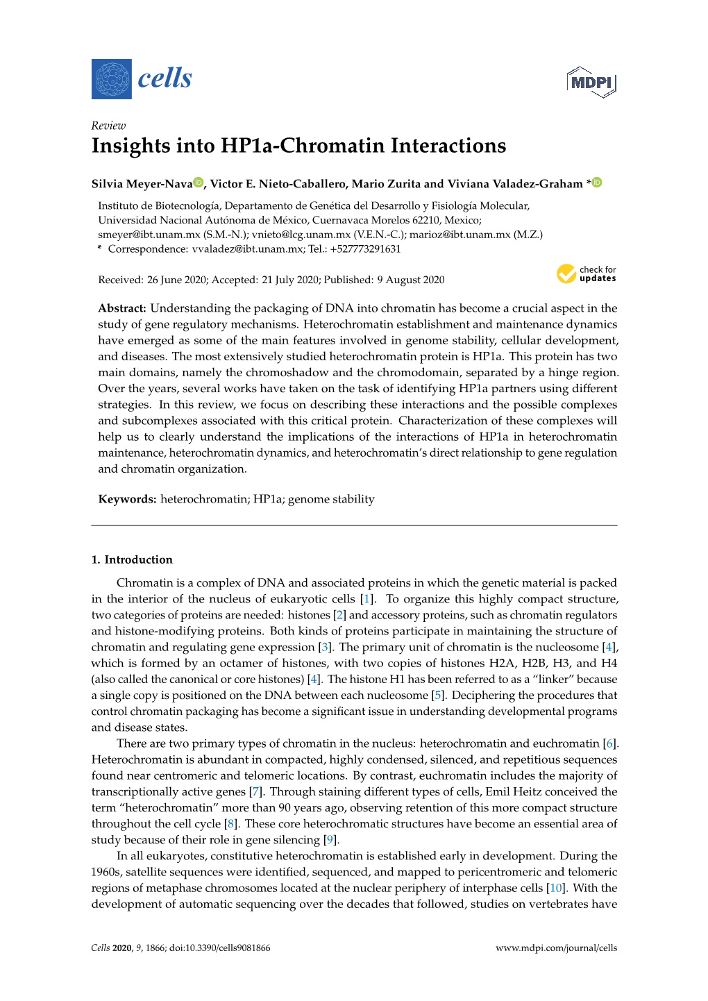 Insights Into Hp1a-Chromatin Interactions