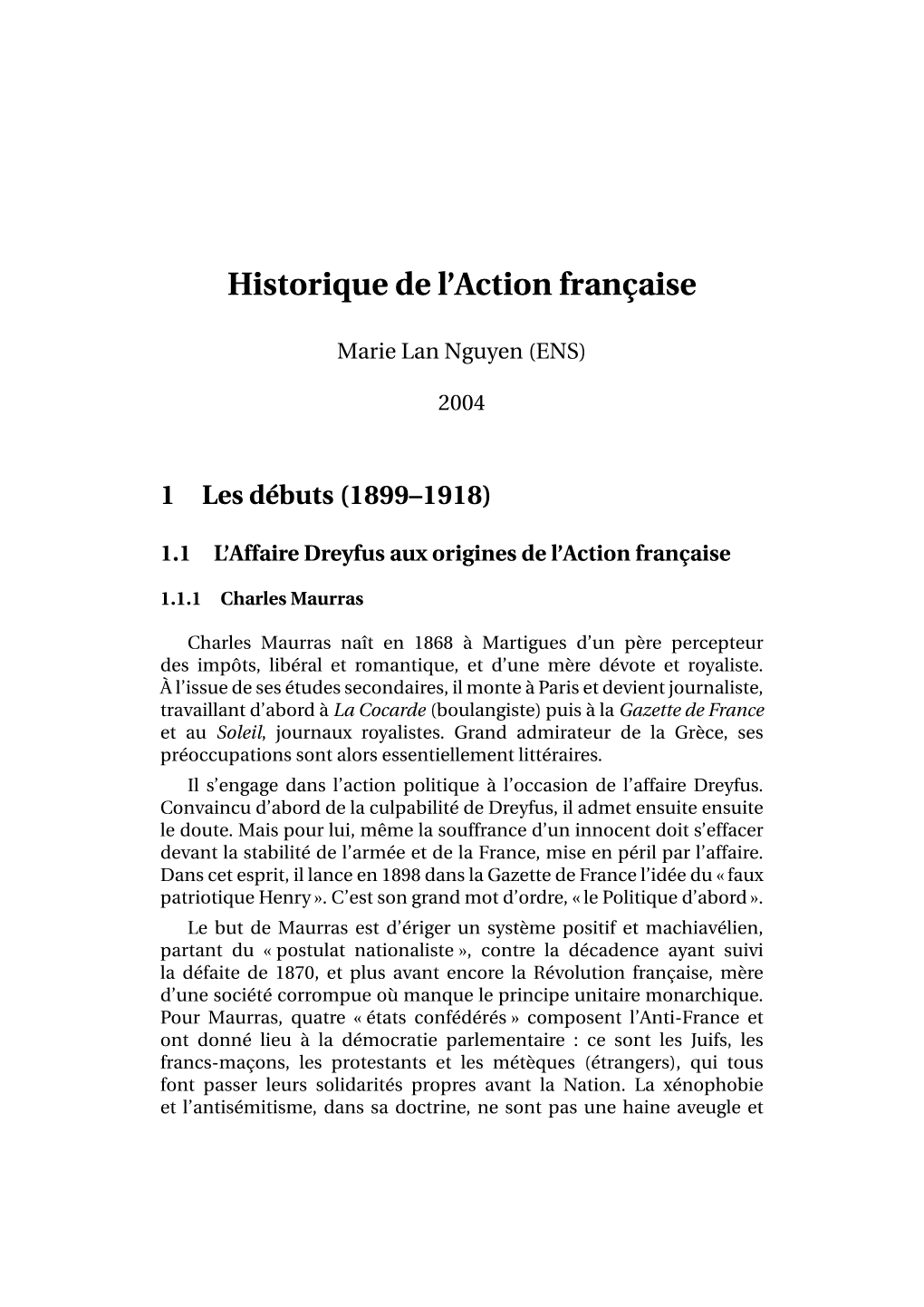 Historique De L'action Française