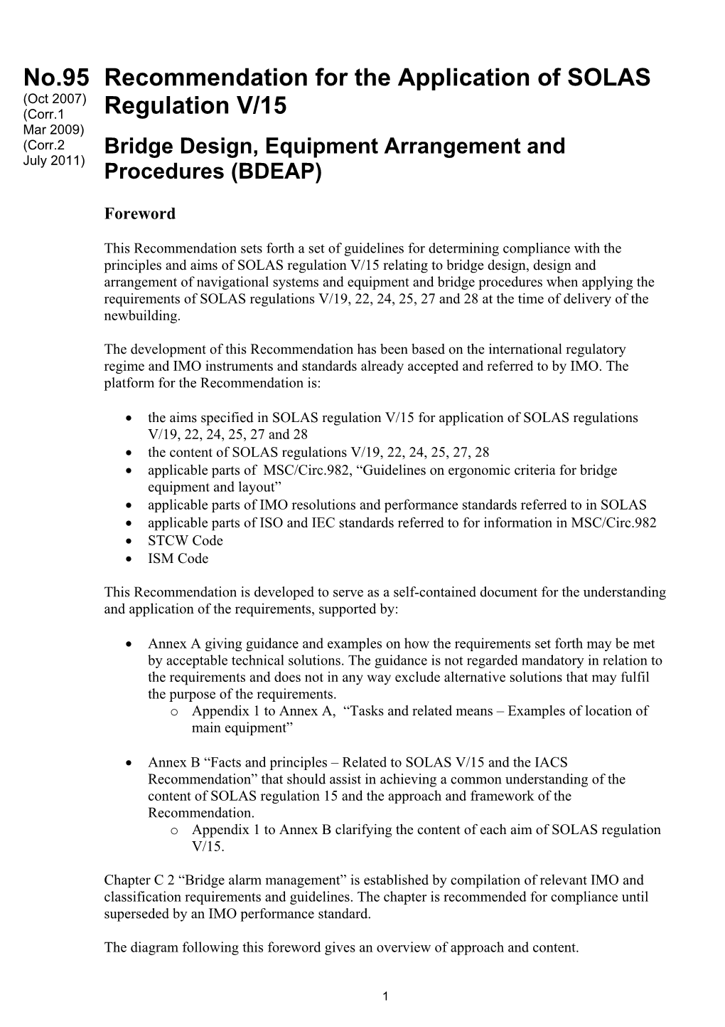 Recommendation for the Application of SOLAS Regulation V/15 No.95