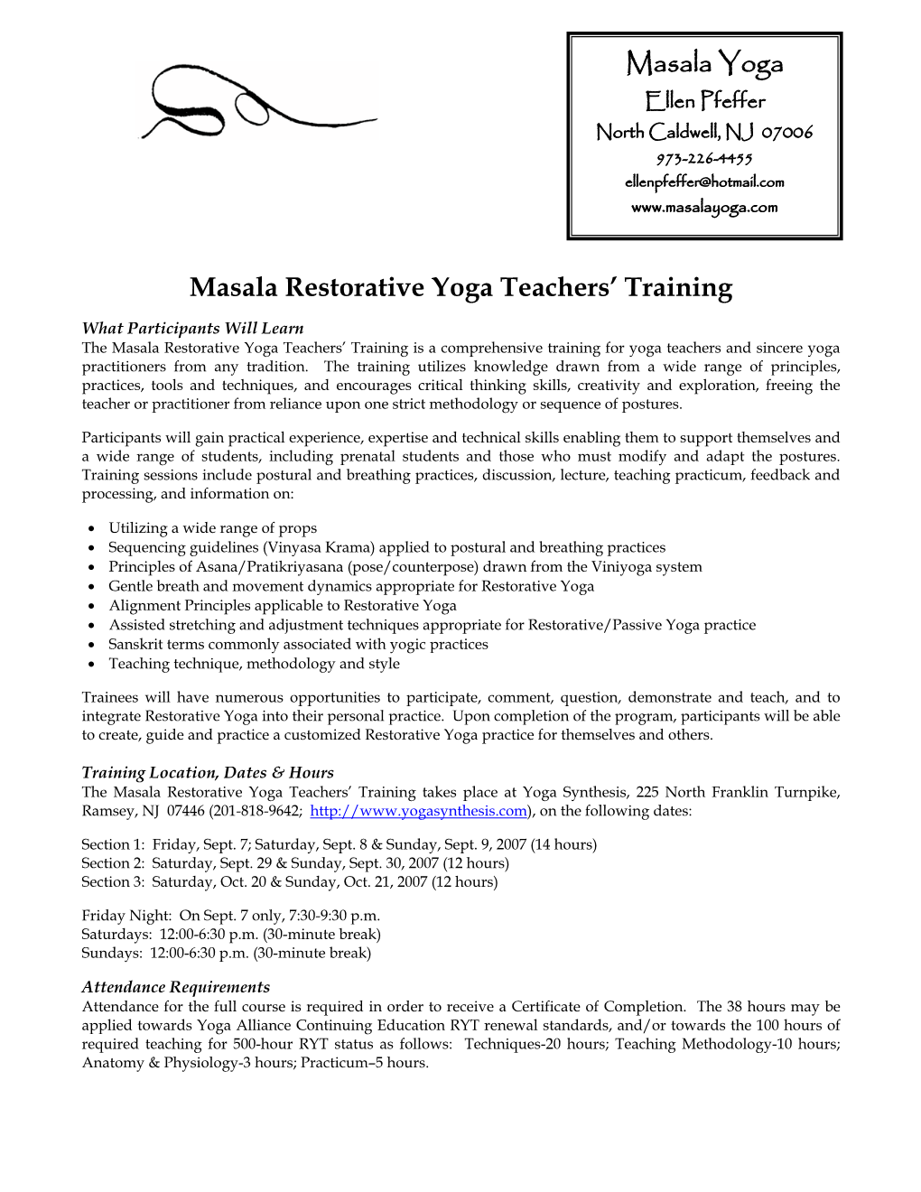Masala Restorative Yoga Teachers' Training Masala Yoga