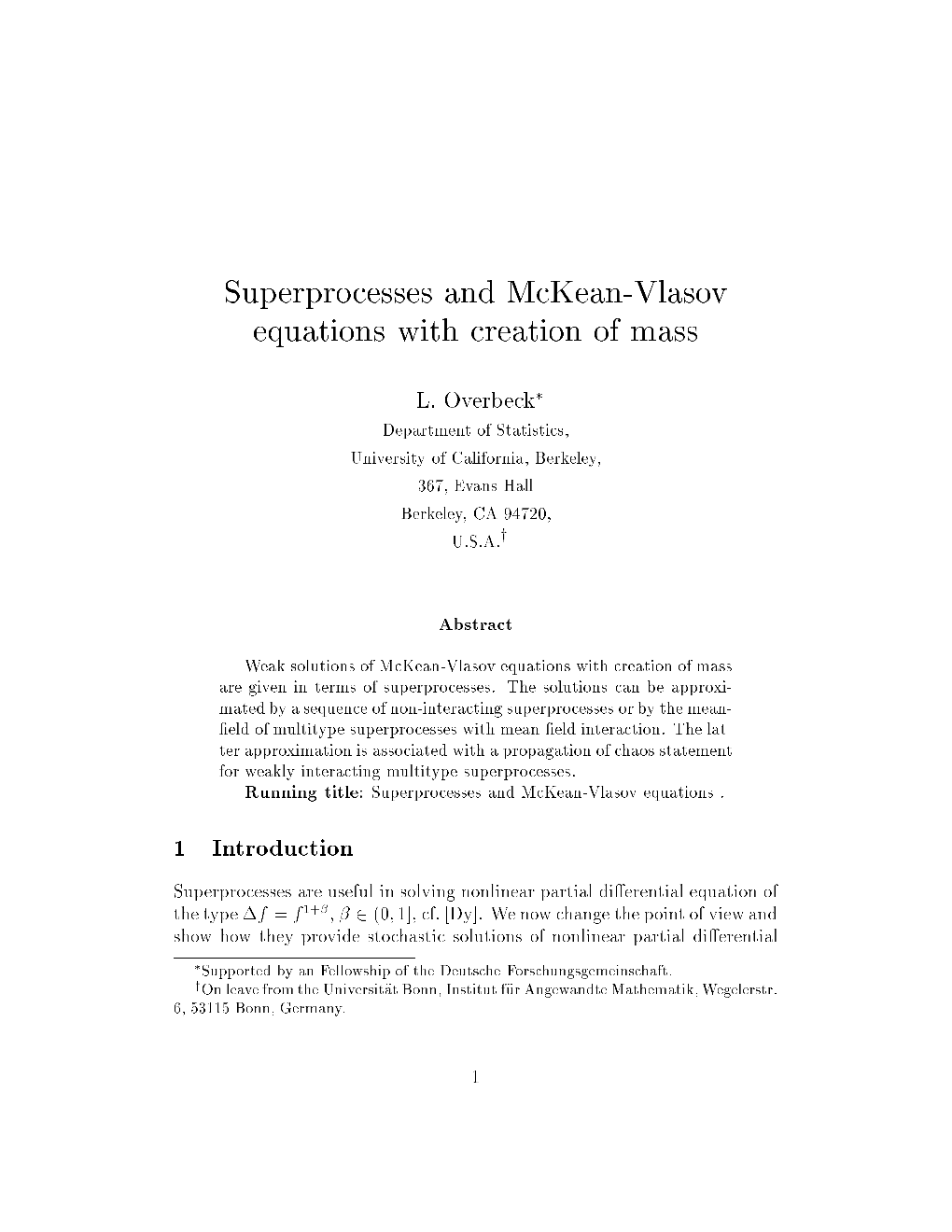 Superprocesses and Mckean-Vlasov Equations with Creation of Mass