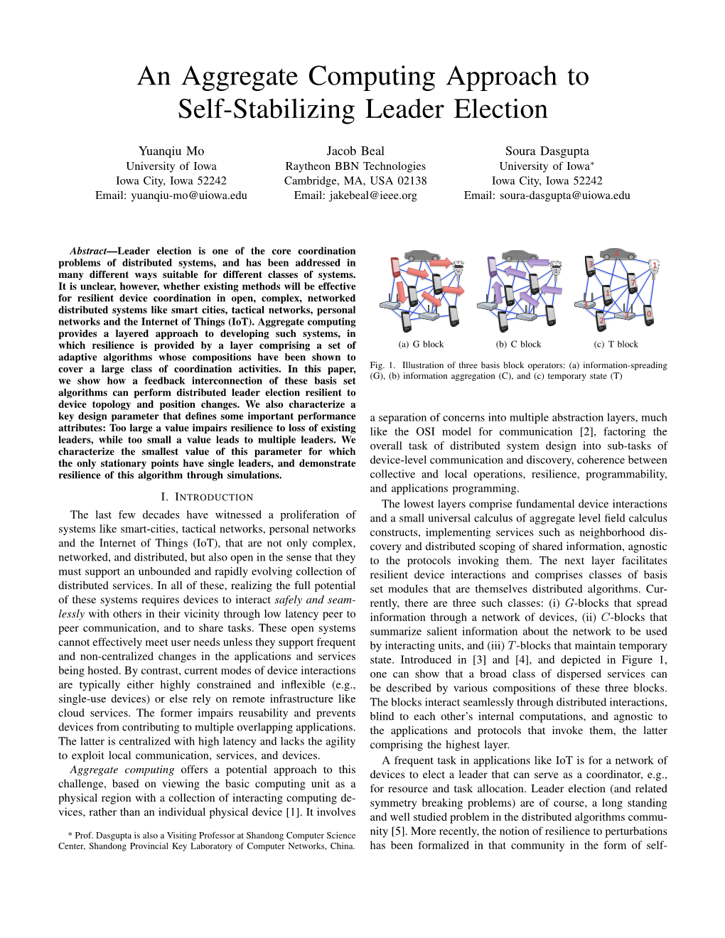 An Aggregate Computing Approach to Self-Stabilizing Leader Election