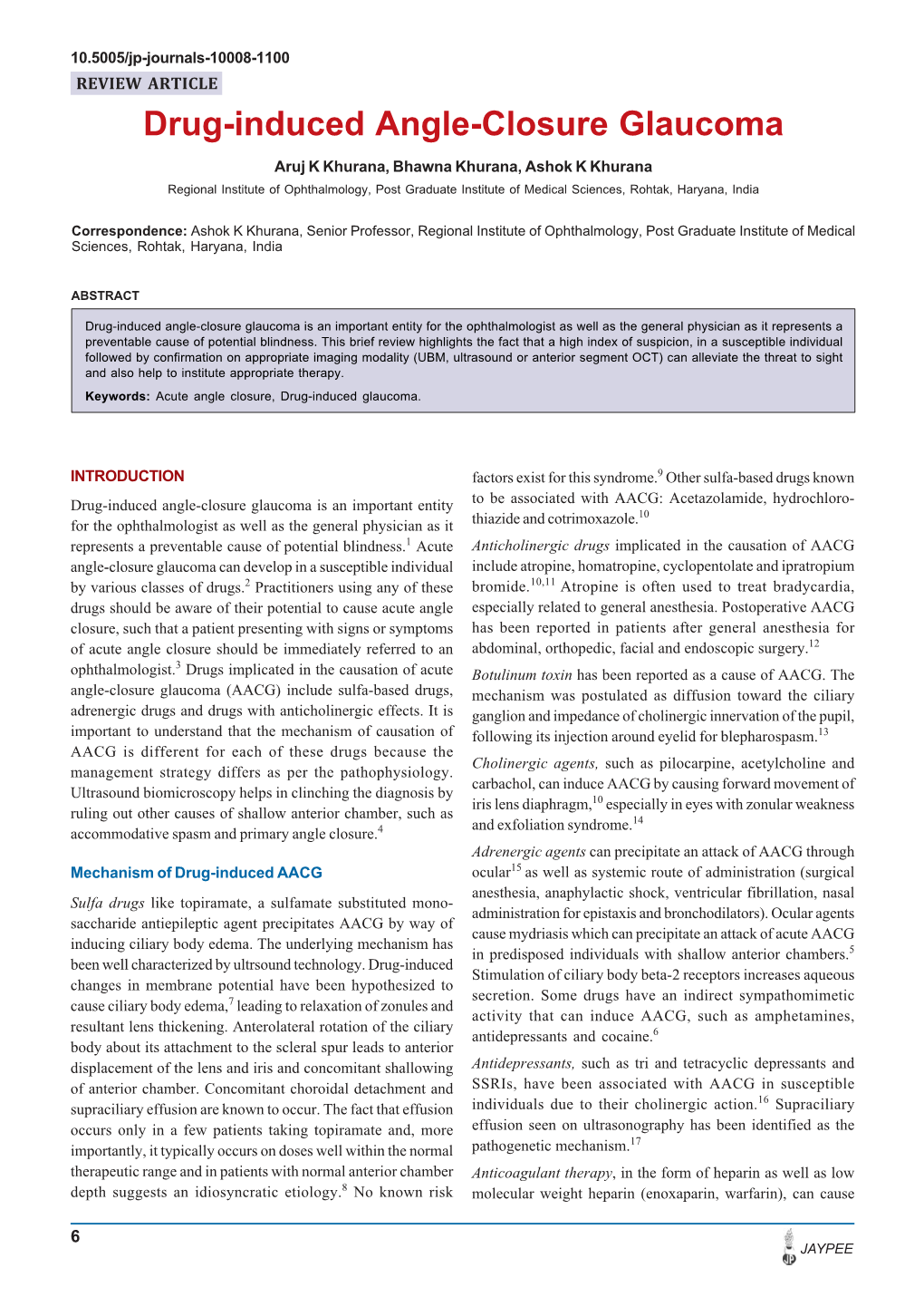 Drug-Induced Angle-Closure Glaucoma