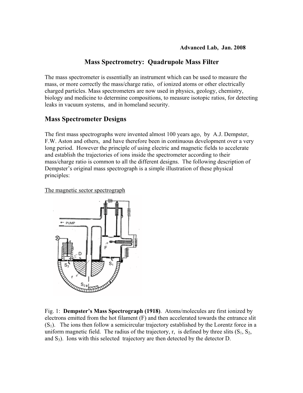 Mass Spectrometry: Quadrupole Mass Filter