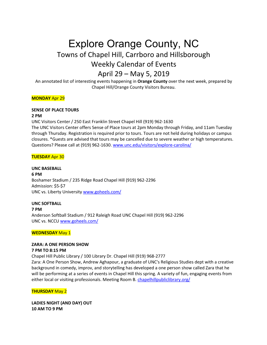 Explore Orange County, NC