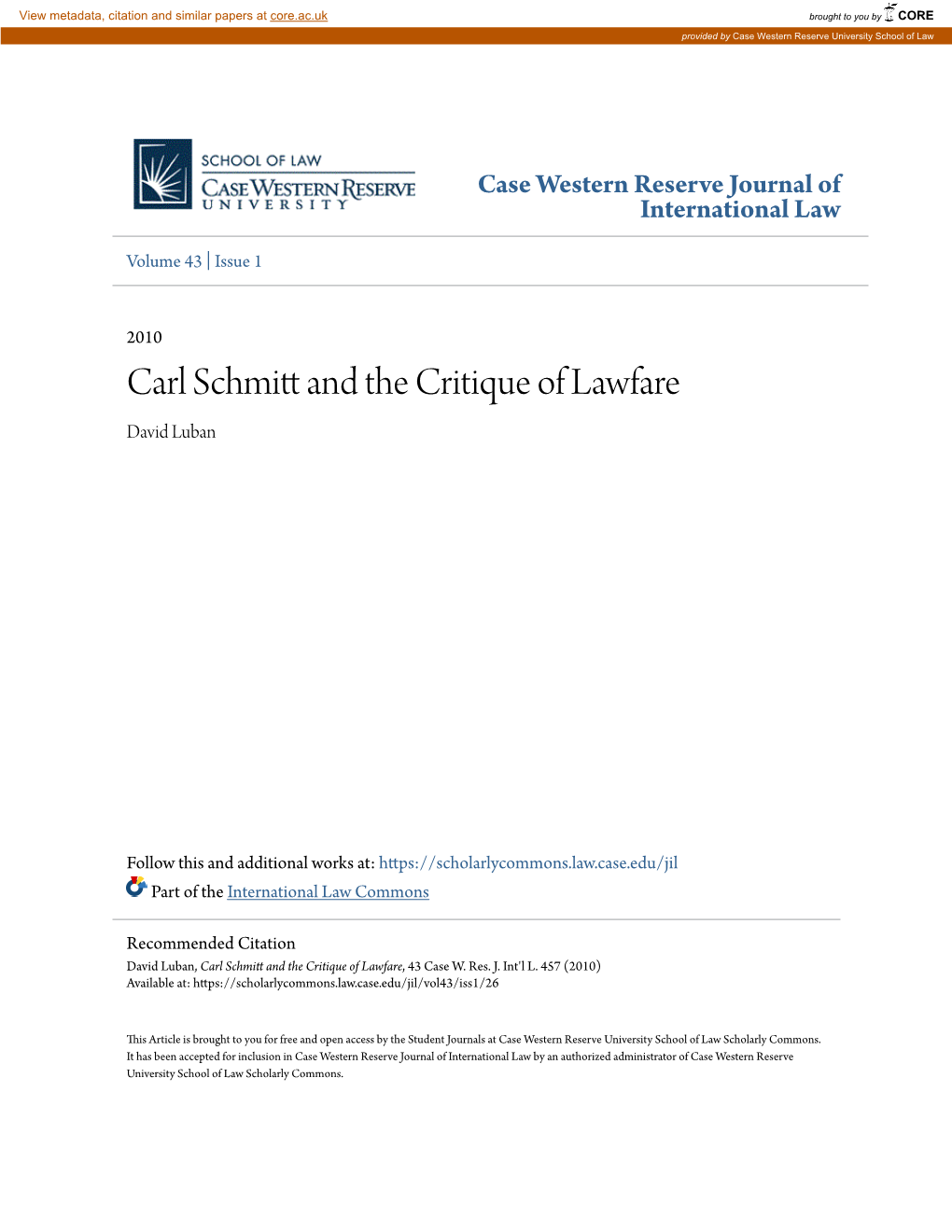 Carl Schmitt and the Critique of Lawfare