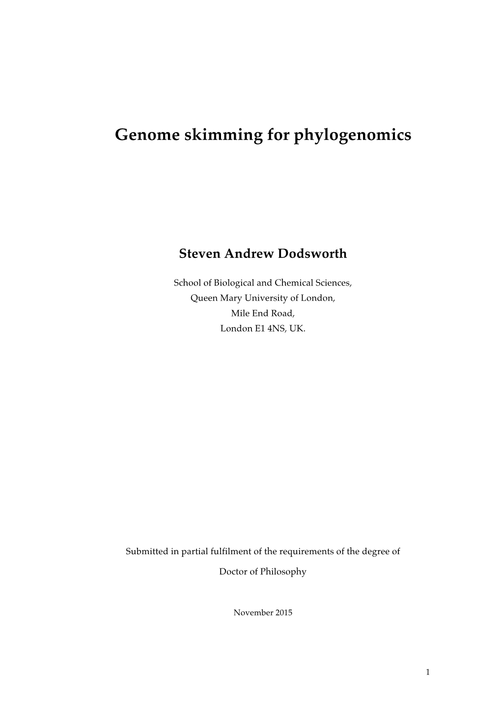 Genome Skimming for Phylogenomics
