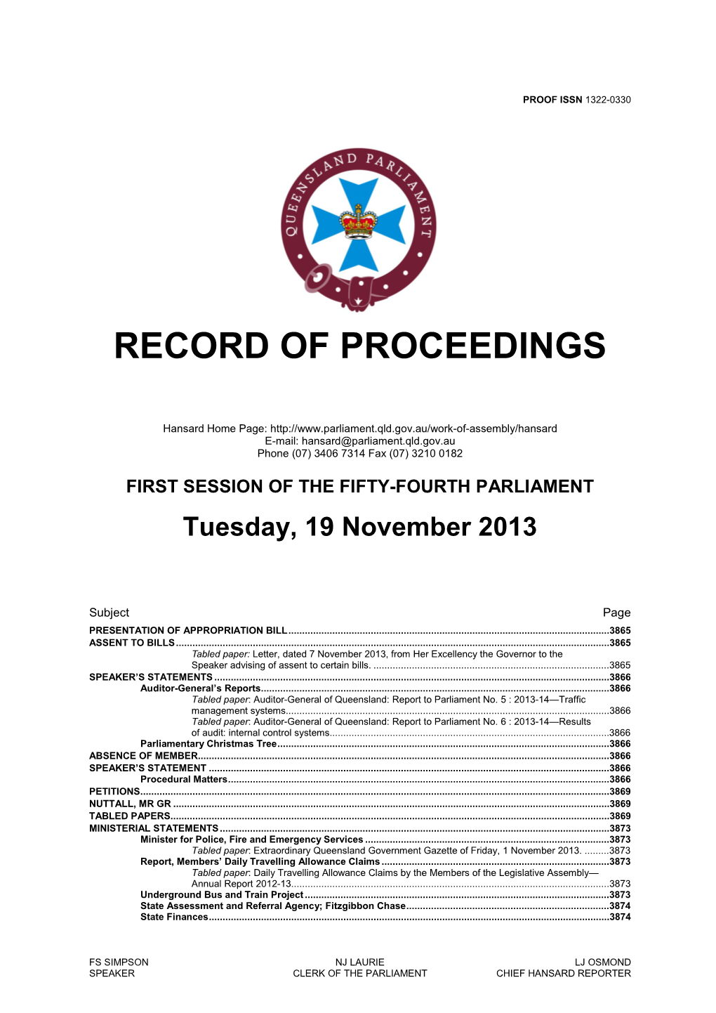 Record of Proceedings