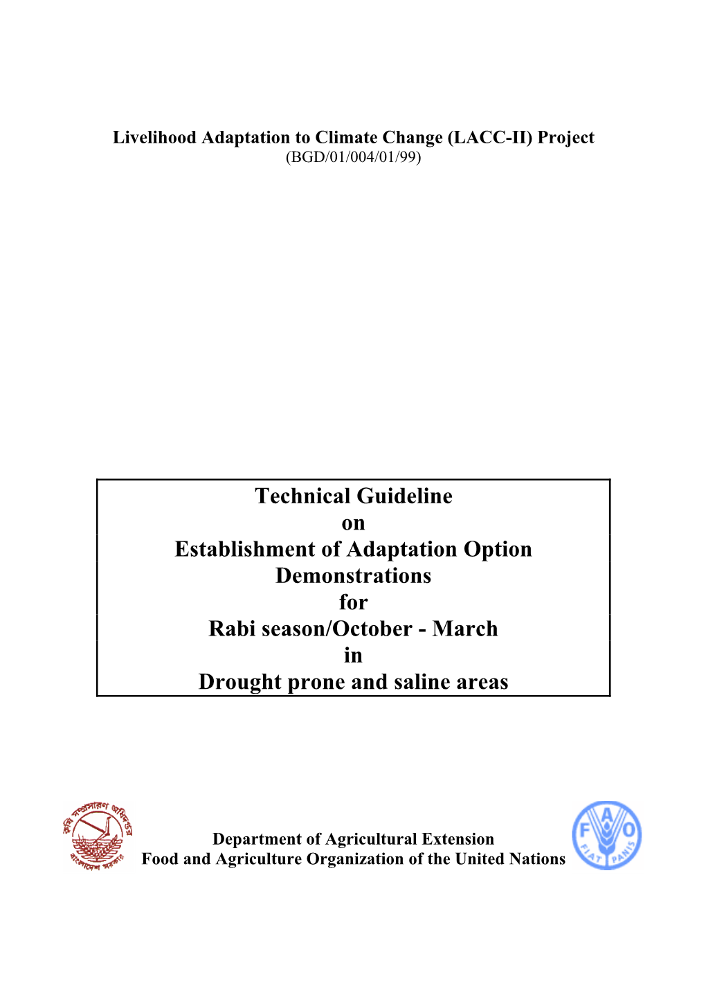 Rabi Season/October - March in Drought Prone and Saline Areas