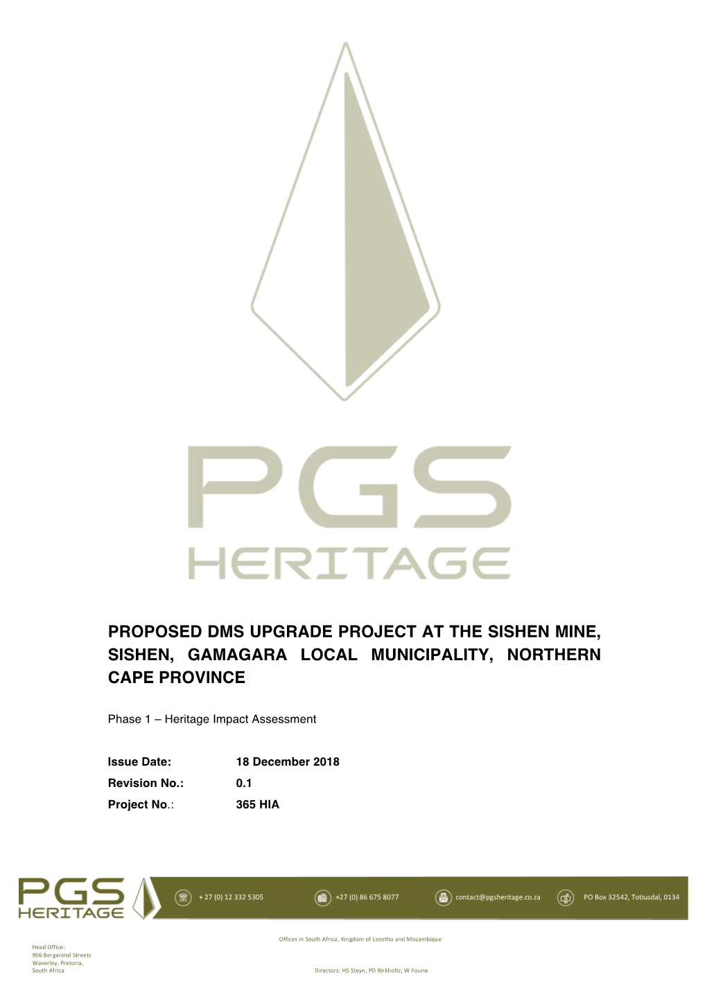 Proposed Dms Upgrade Project at the Sishen Mine, Sishen, Gamagara Local Municipality, Northern Cape Province