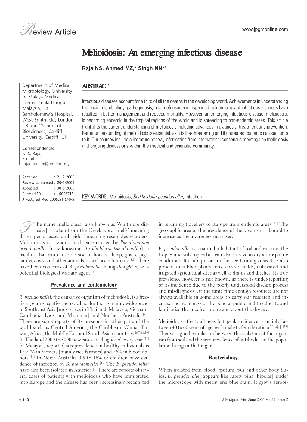 Melioidosis: an Emerging Infectious Disease