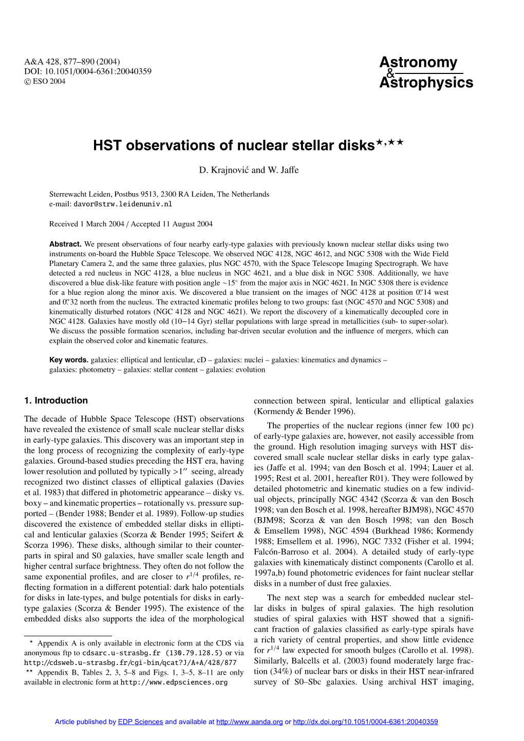 HST Observations of Nuclear Stellar Disks�,