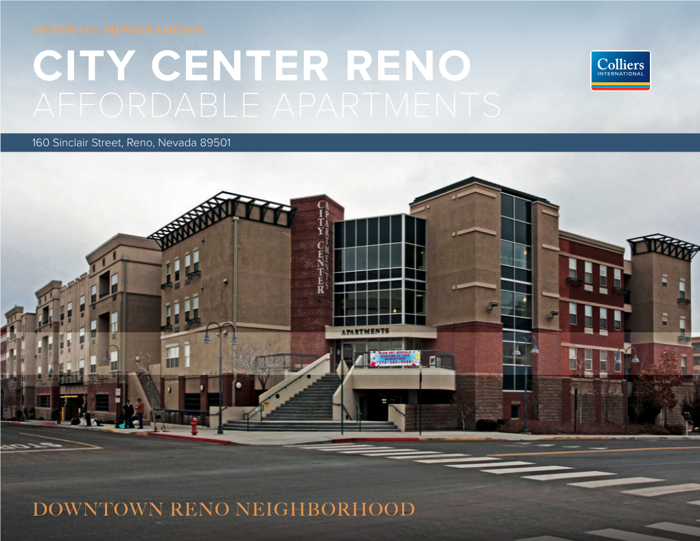 CITY CENTER RENO AFFORDABLE APARTMENTS 160 Sinclair Street, Reno, Nevada 89501