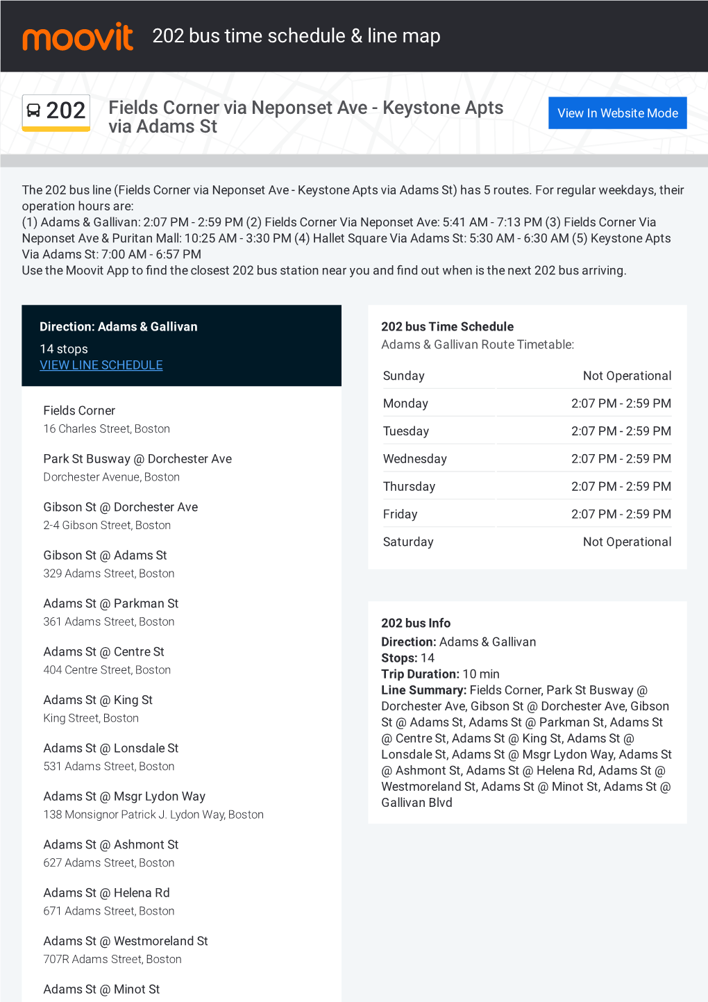 202 Bus Time Schedule & Line Route