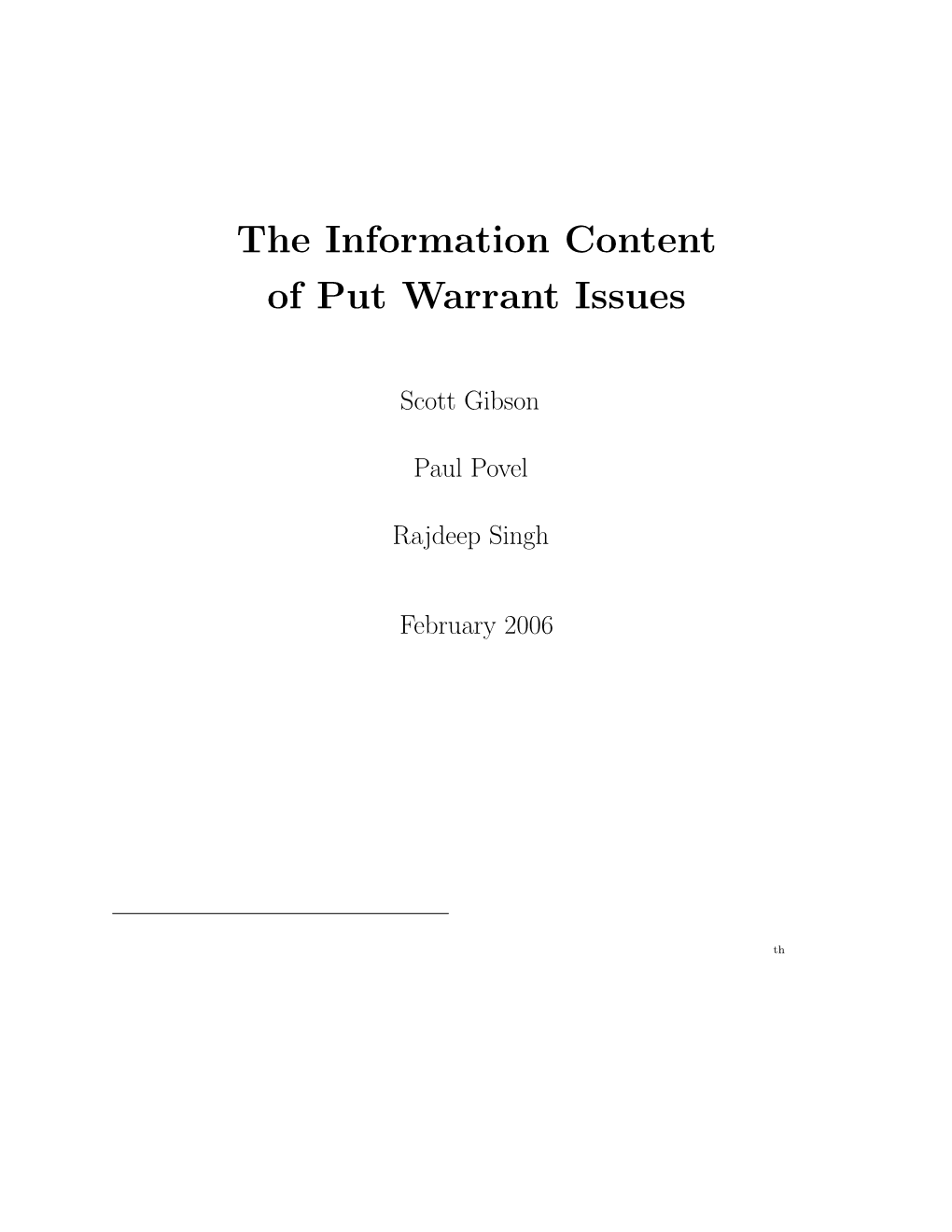 The Information Content of Put Warrant Issues