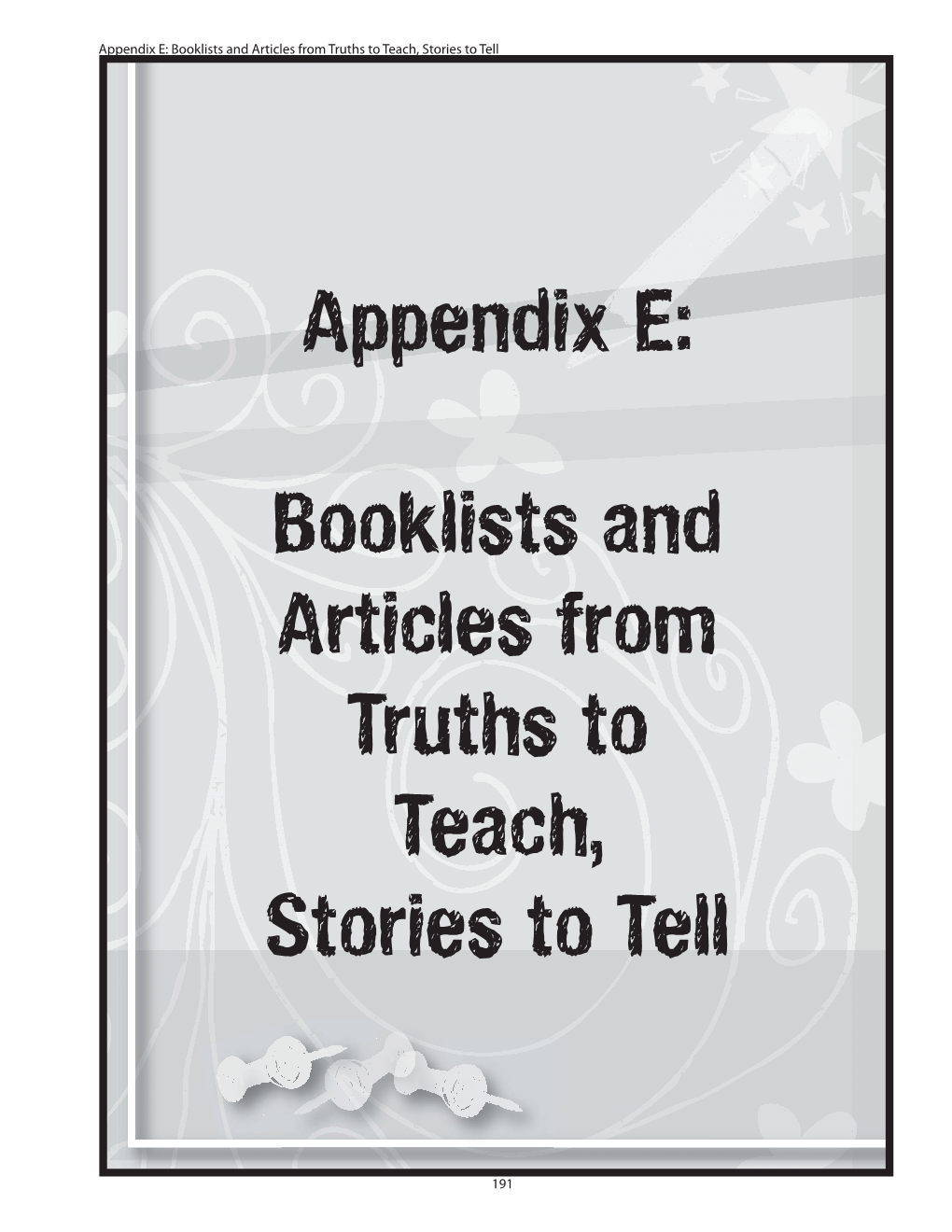 Appendix E: Booklists and Articles from Truths to Teach, Stories to Tell