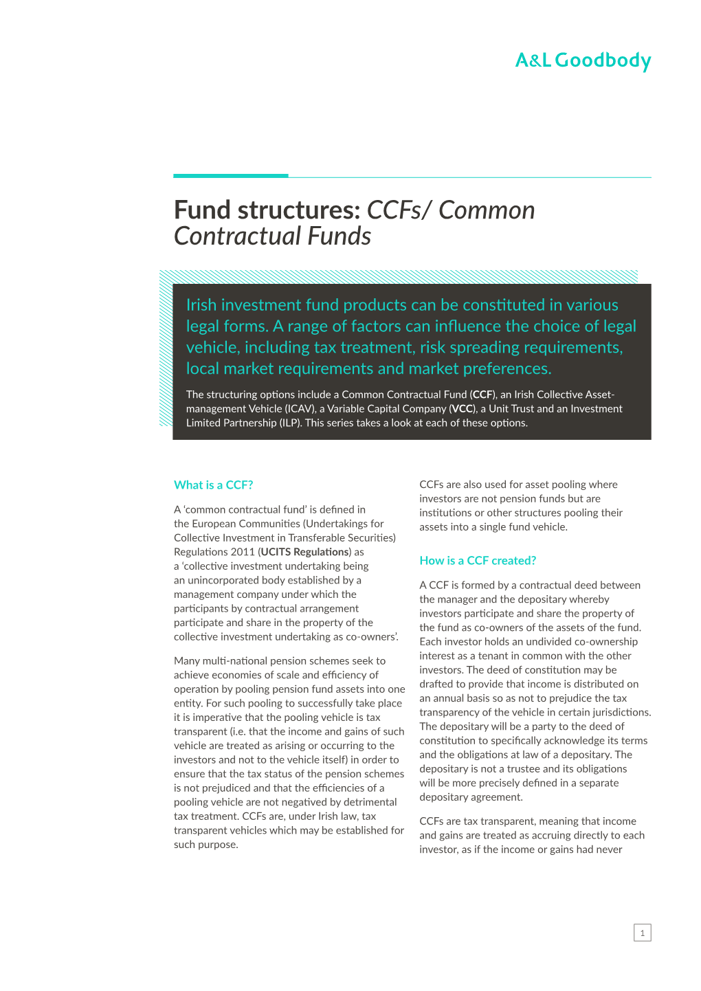Fund Structures Ccfs Common Contractual Funds