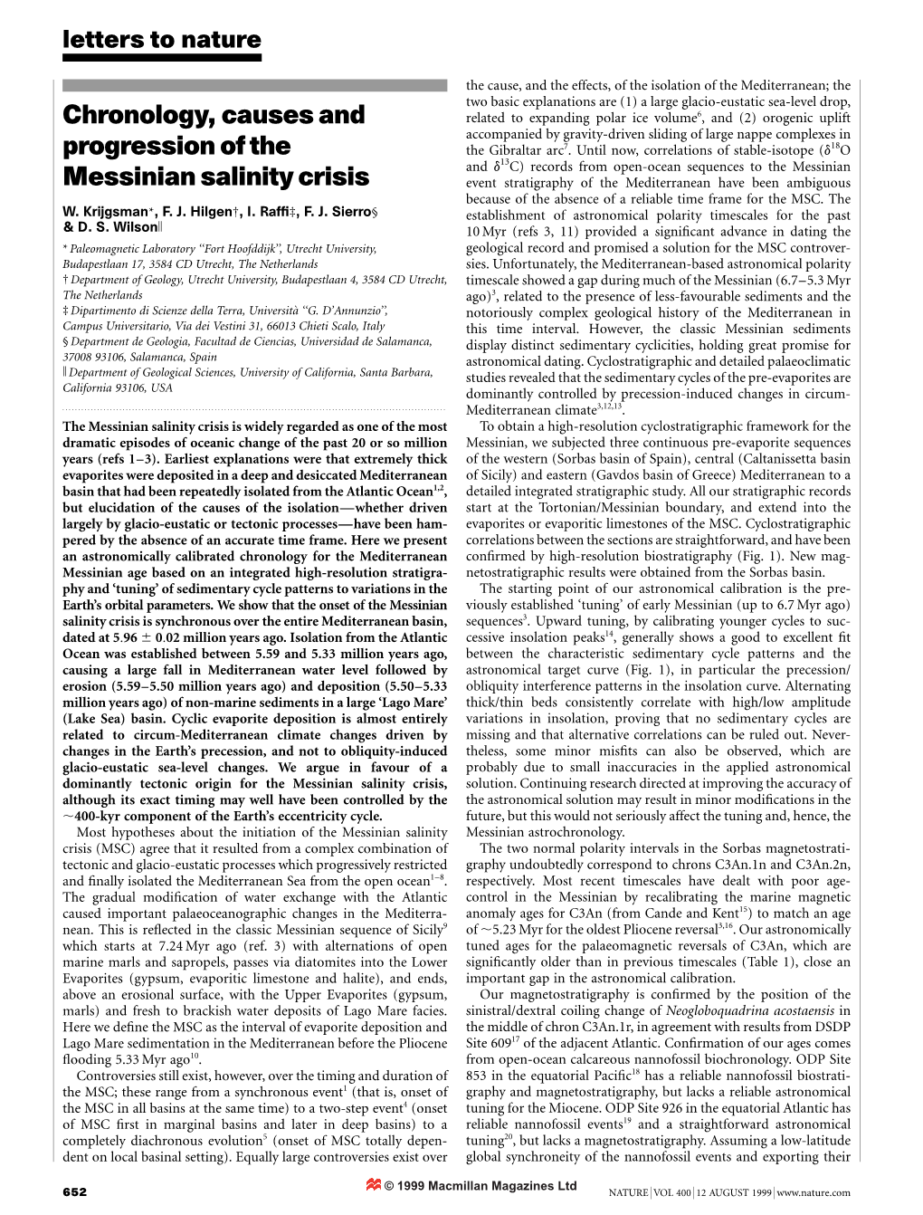 Chronology, Causes and Progression of the Messinian Salinity Crisis