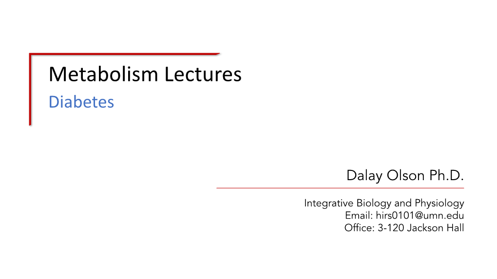 Metabolism Lectures Diabetes