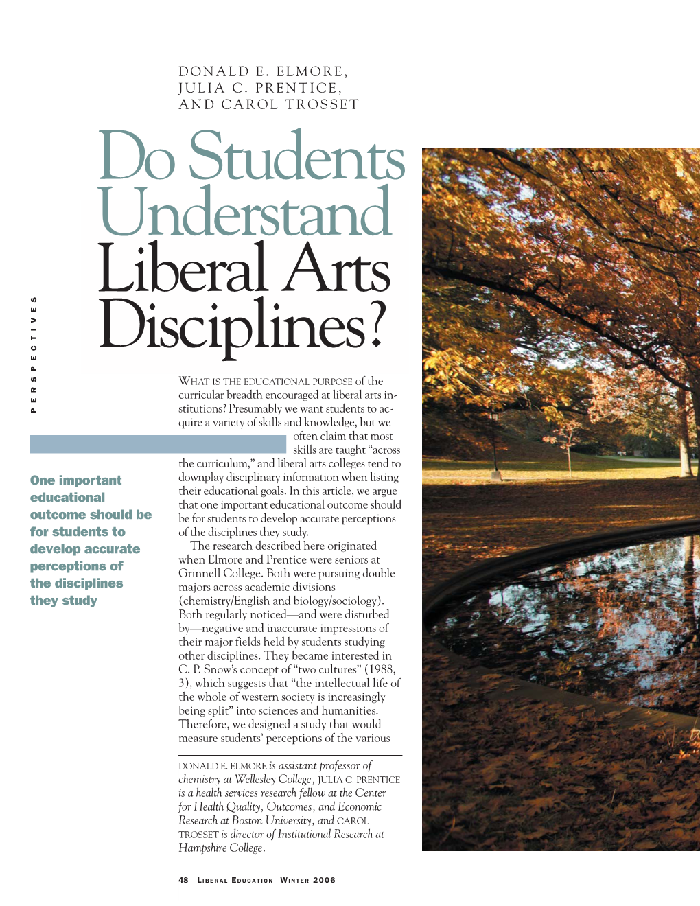 Do Students Understand Liberal Arts Disciplines?