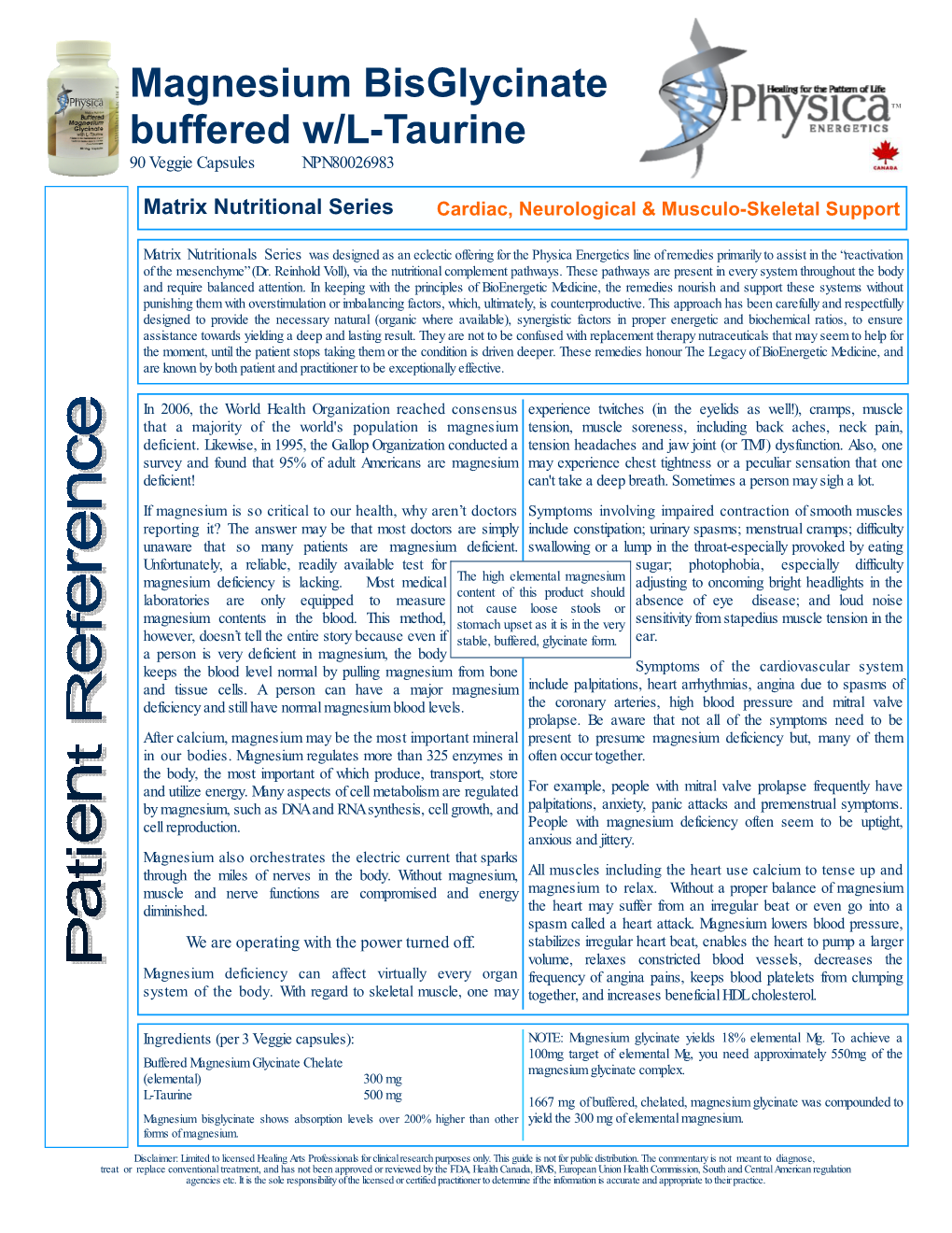 Buffered Mag Glycinate W L-Taurine P.Pub