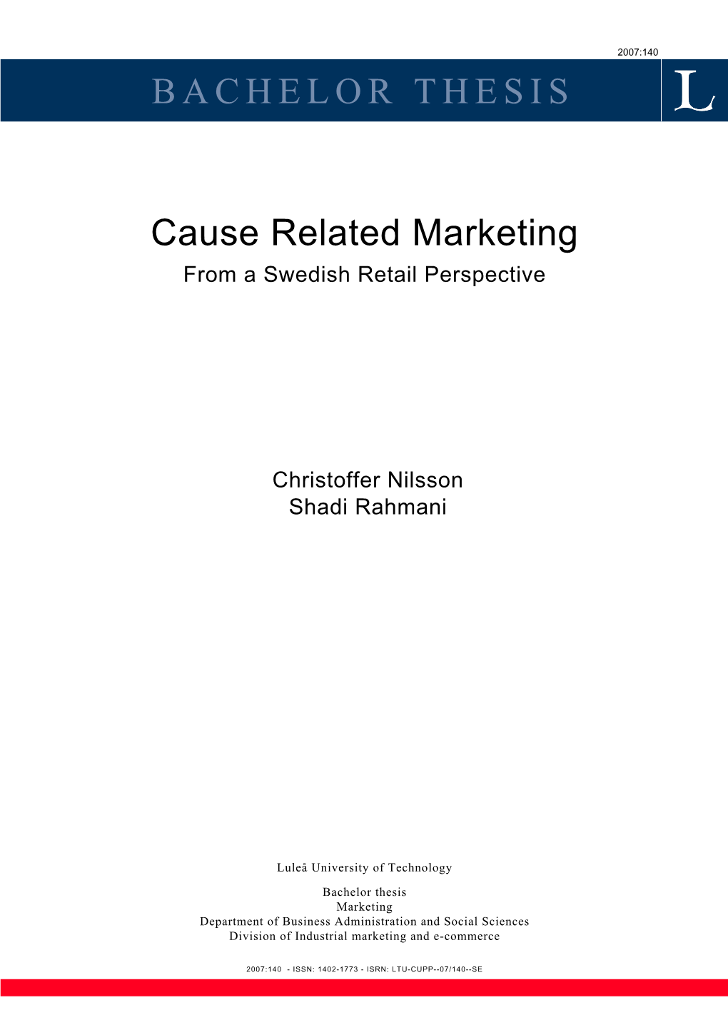 BACHELOR THESIS Cause Related Marketing