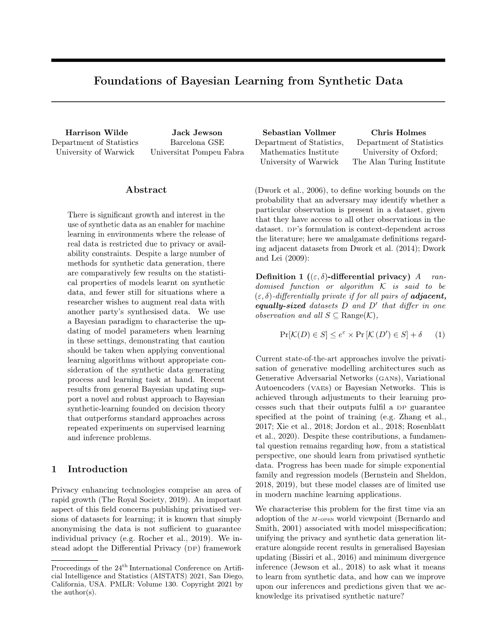 Foundations of Bayesian Learning from Synthetic Data