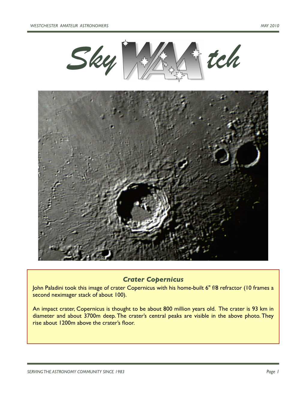 Crater Copernicus John Paladini Took This Image of Crater Copernicus with His Home-Built 6