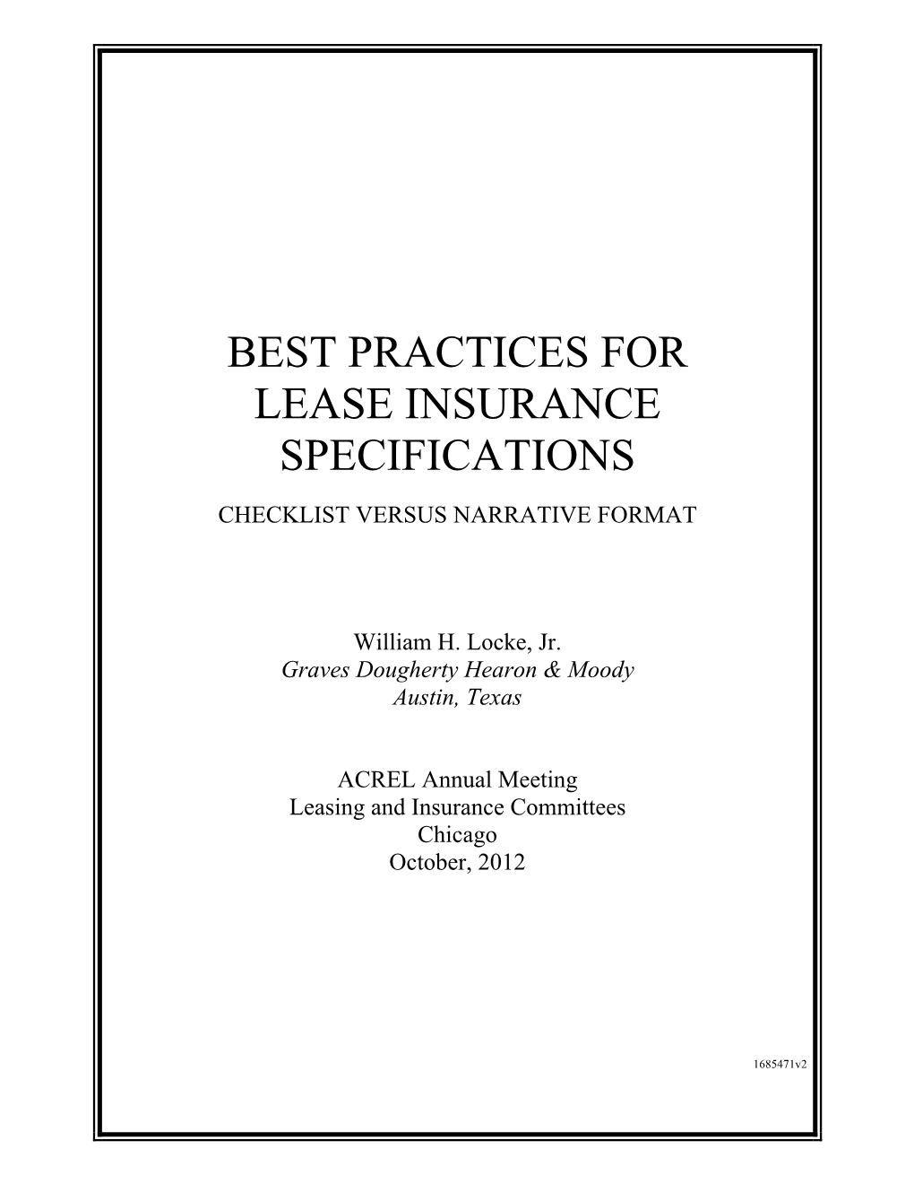 Best Practices for Lease Insurance Specifications