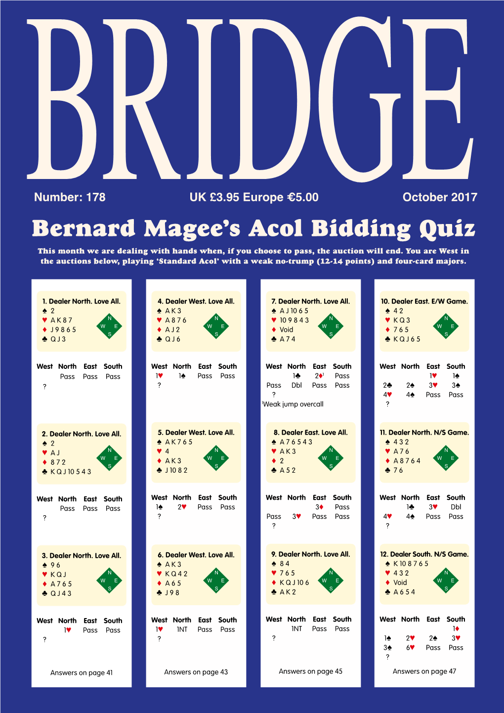 Bernard Magee's Acol Bidding Quiz