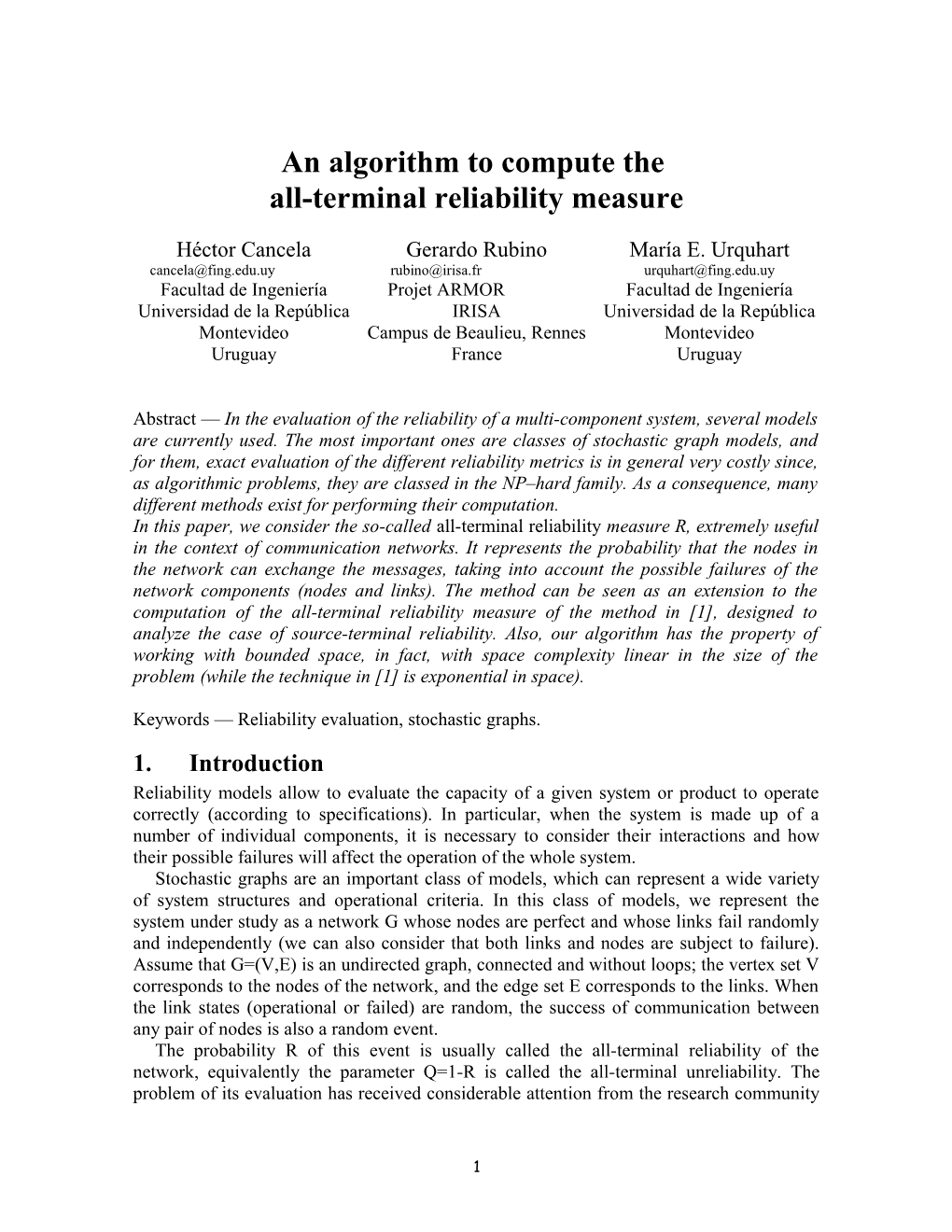 All-Terminal Reliability Measure