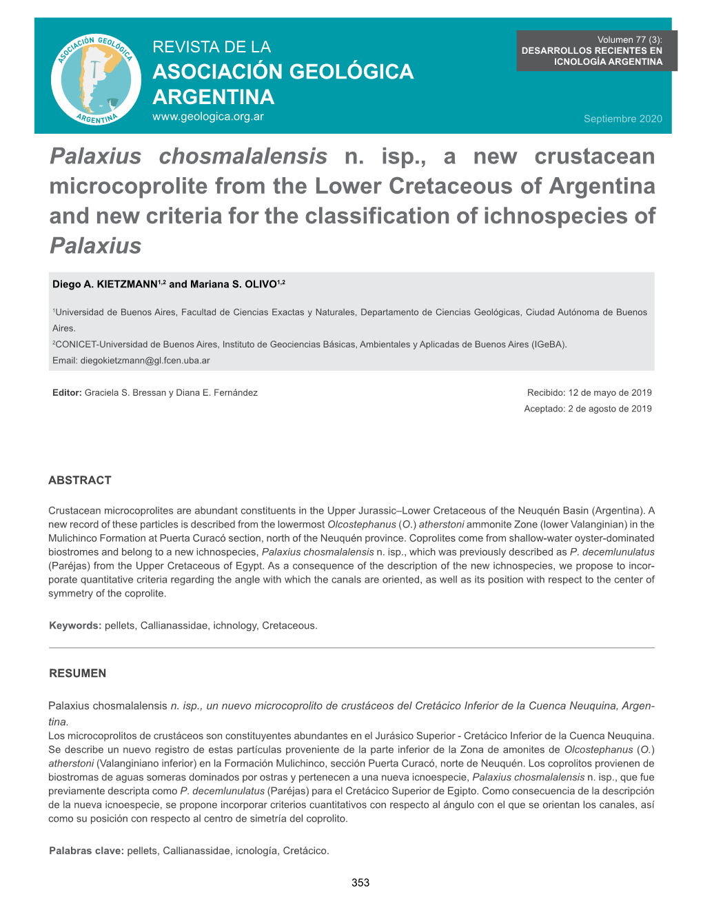 Palaxius Chosmalalensis N. Isp., a New Crustacean Microcoprolite from The