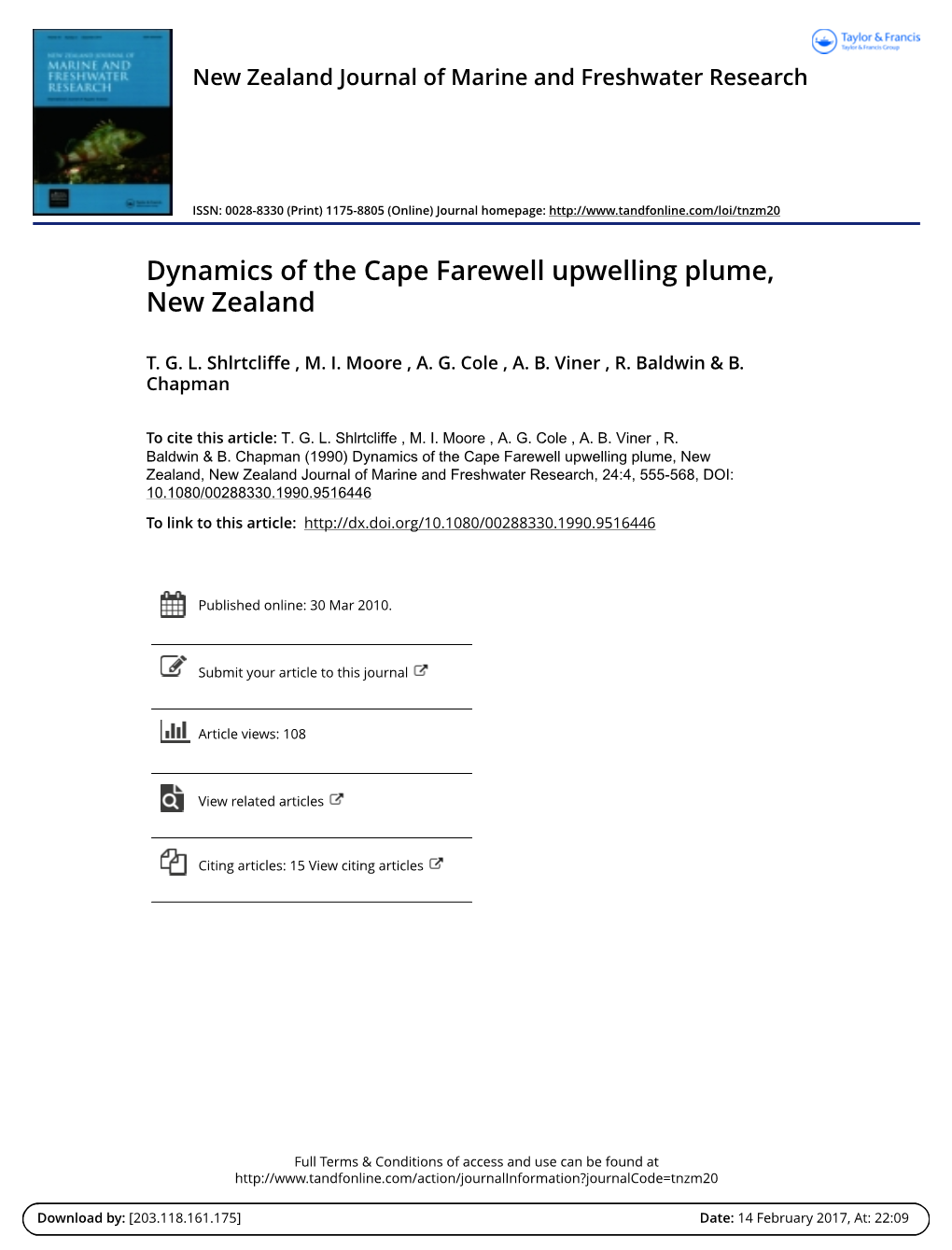 Dynamics of the Cape Farewell Upwelling Plume, New Zealand