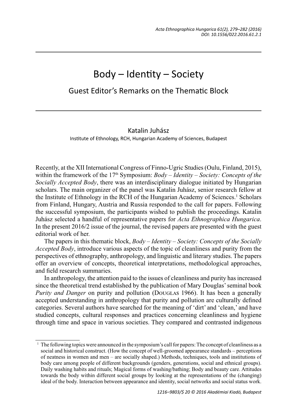 Body – Identy – Society