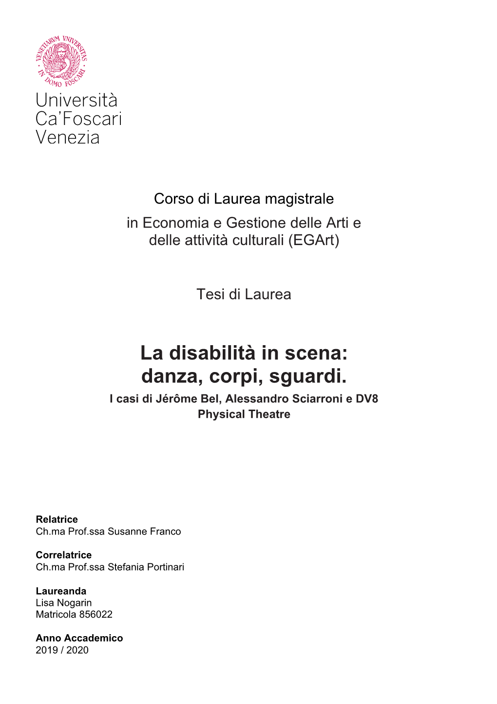 La Disabilità in Scena: Danza, Corpi, Sguardi