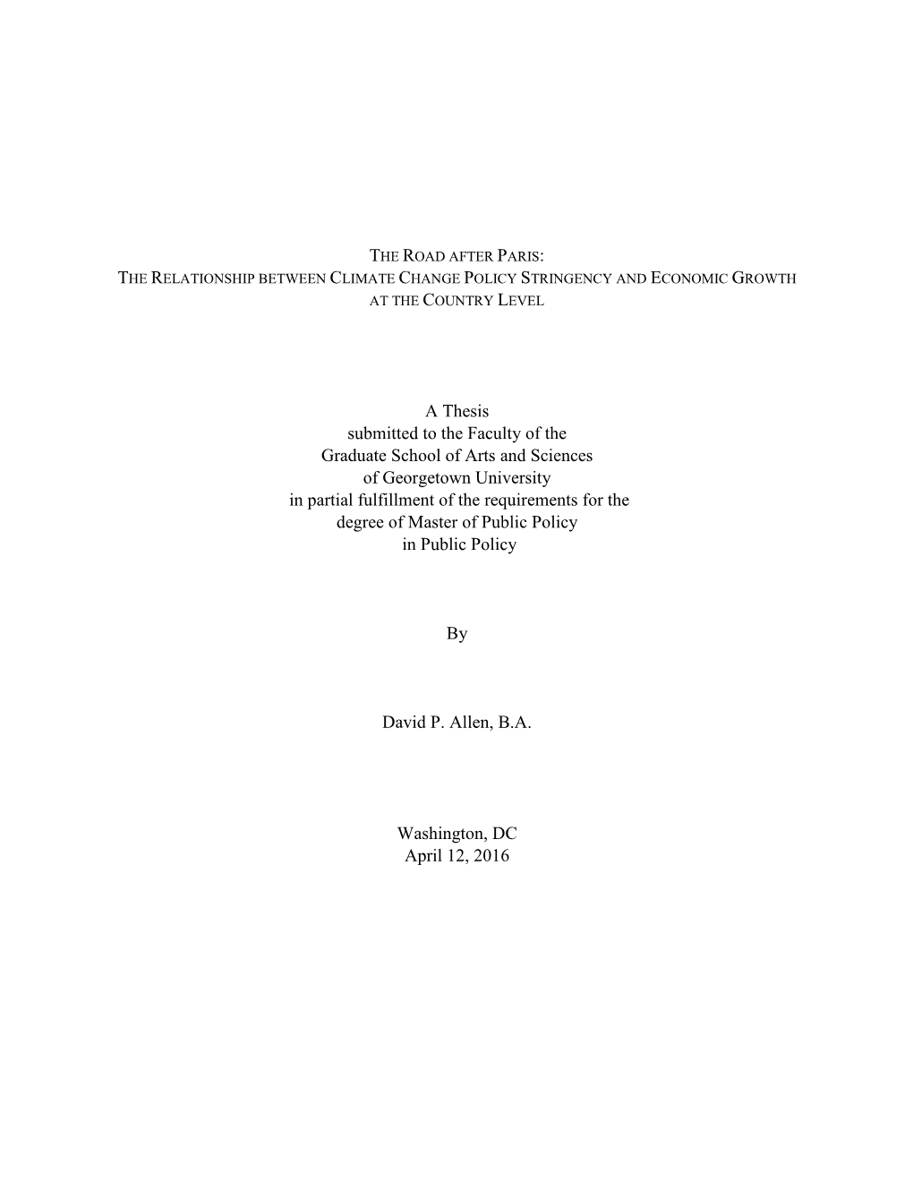 A Thesis Submitted to the Faculty of the Graduate School of Arts And