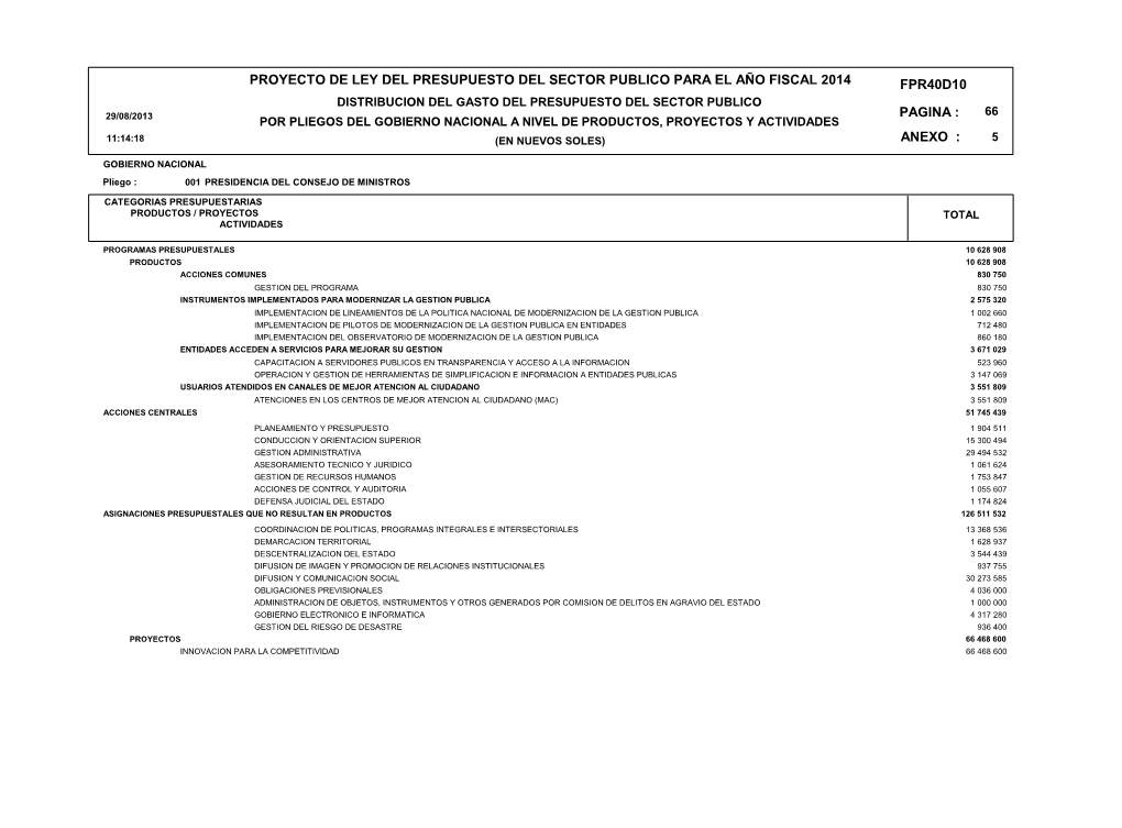 Pagina : Anexo : Fpr40d10 Proyecto De Ley Del