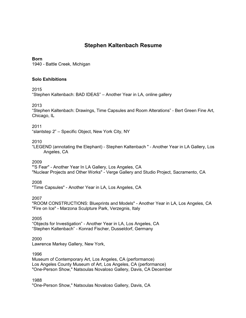 Stephen Kaltenbach Resume