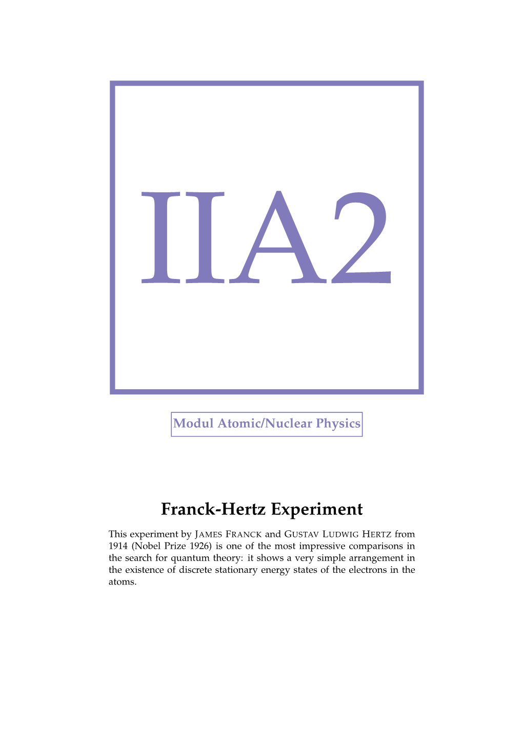 Franck-Hertz Experiment