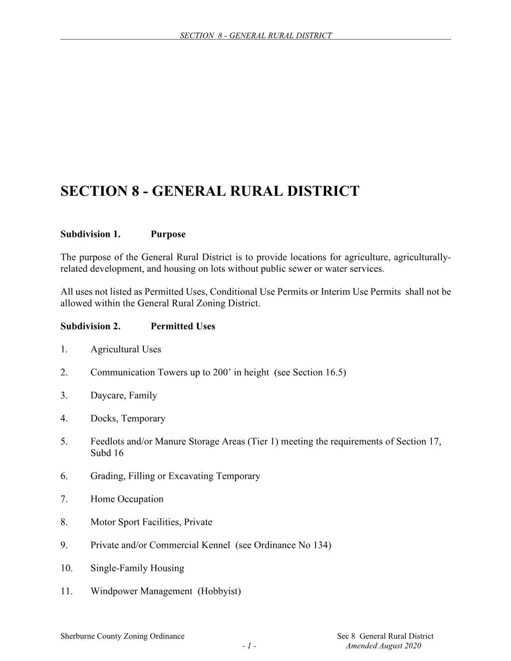 Section 8 - General Rural District
