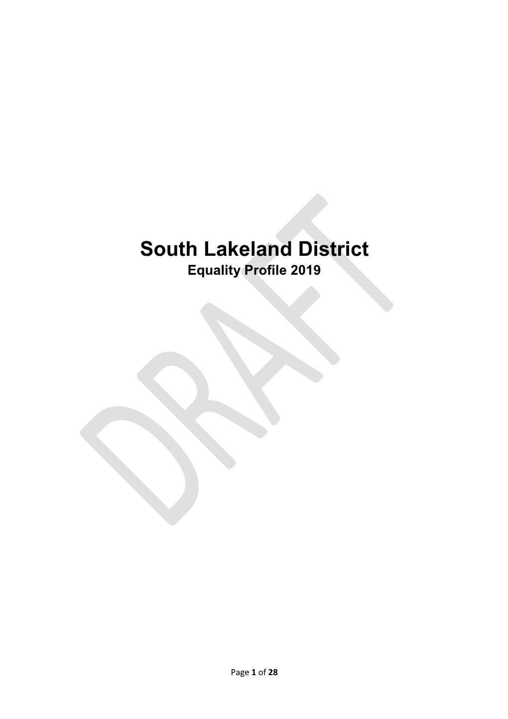 South Lakeland District Equality Profile 2019