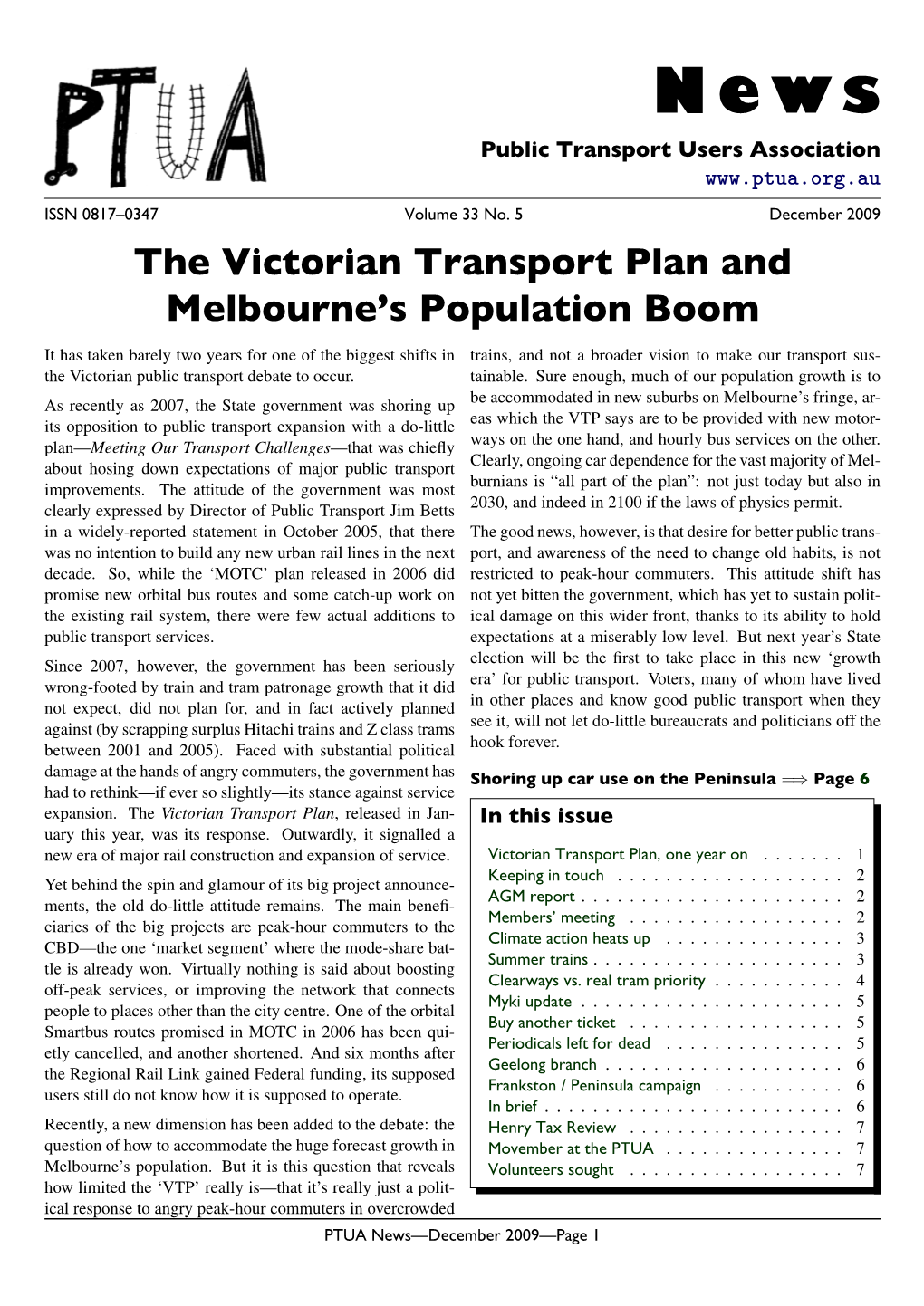 The Victorian Transport Plan and Melbourne's Population Boom