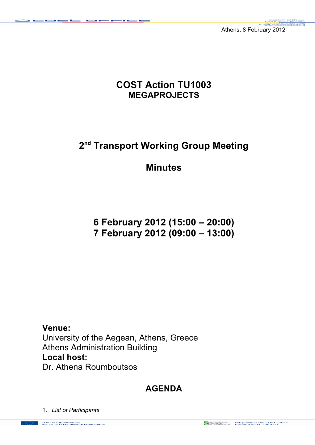 2Nd Transport Working Group Meeting